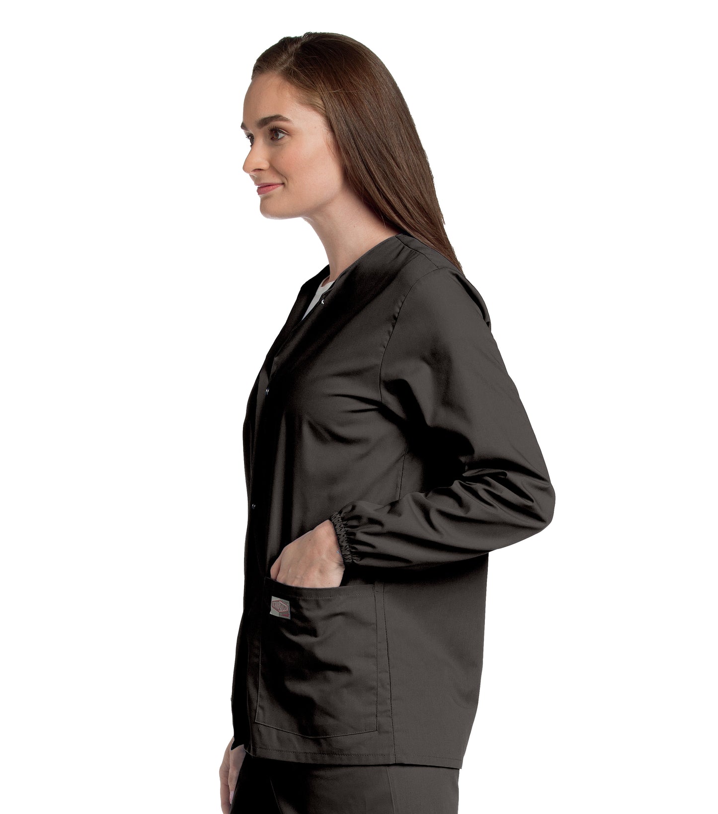 Women's 3-Pocket Crew Neck Warm-Up Jacket - 75221 - Black