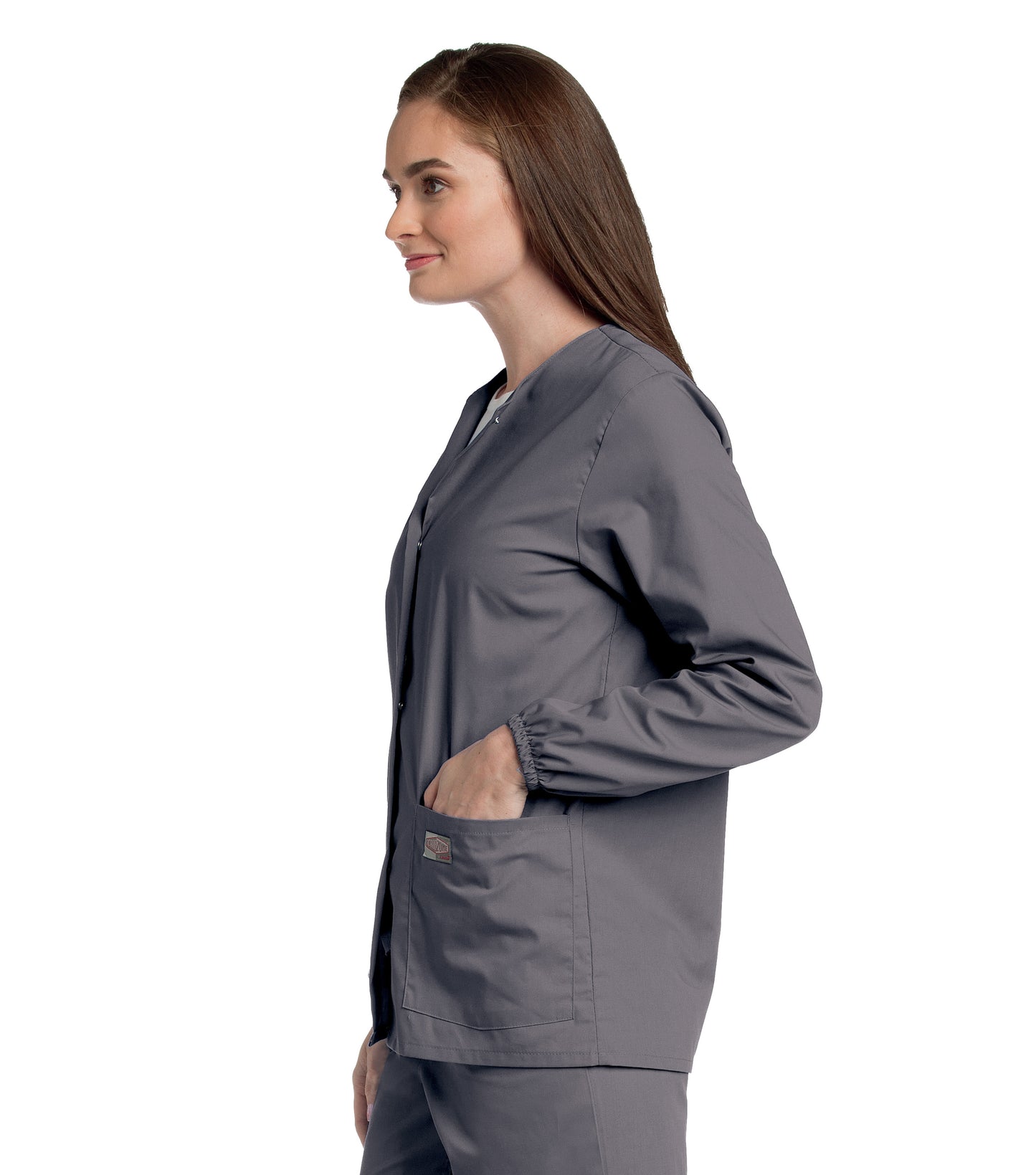 Women's 3-Pocket Crew Neck Warm-Up Jacket - 75221 - Steel Grey