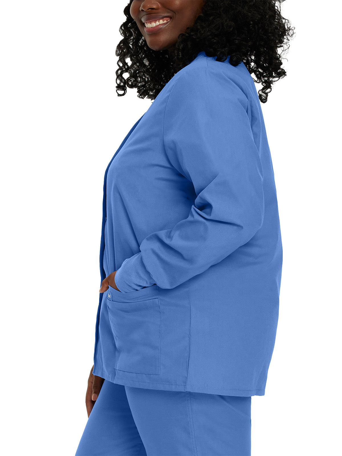 Women's 4-Pocket Crew Neck Warm-Up Jacket - 7525 - Ceil Blue