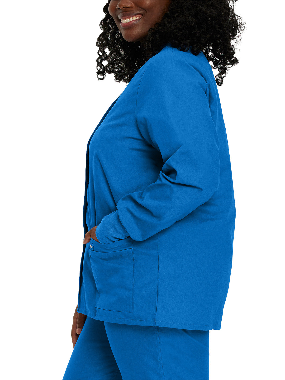 Women's 4-Pocket Crew Neck Warm-Up Jacket - 7525 - Royal Blue