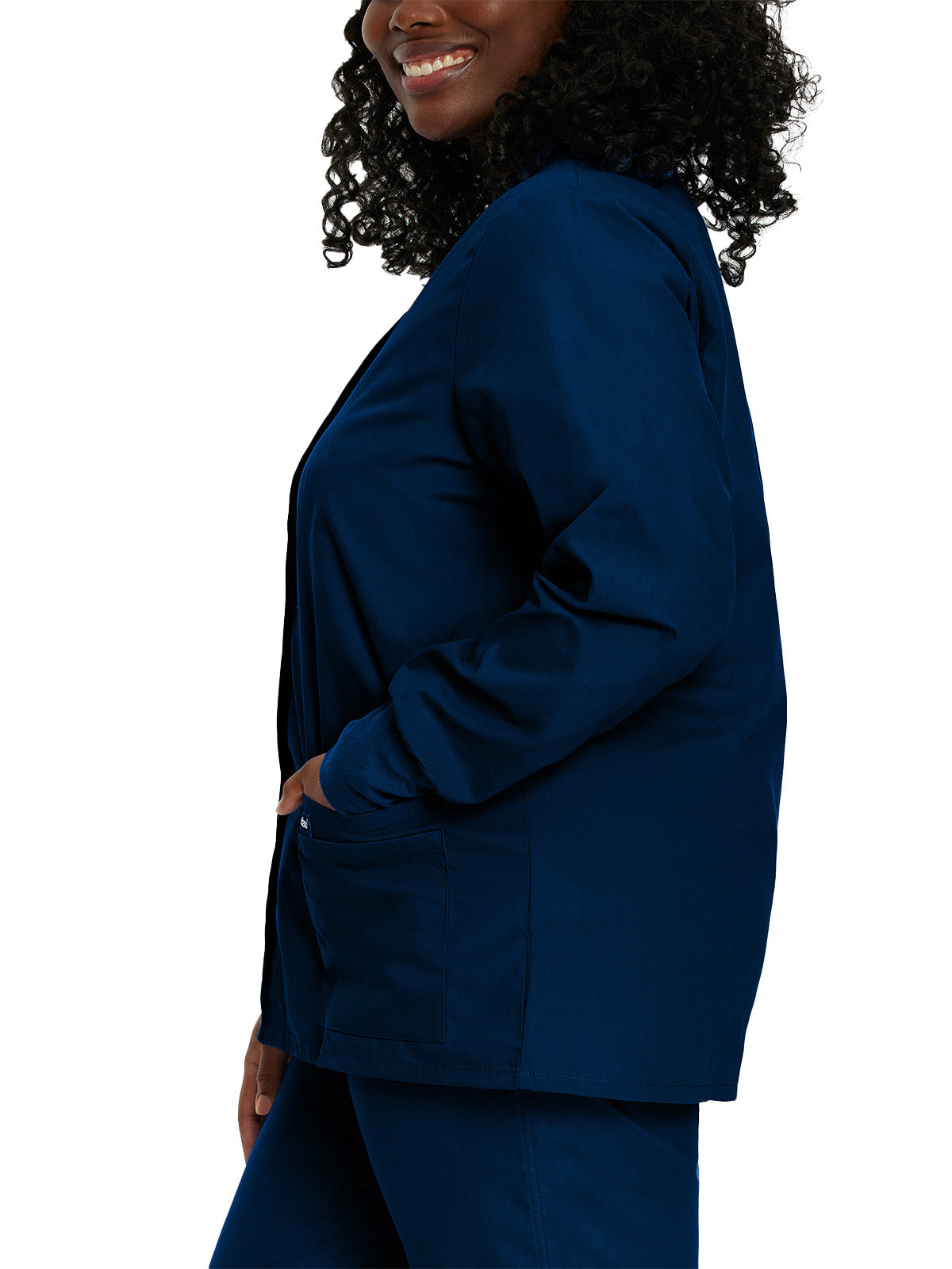 Women's 4-Pocket Crew Neck Warm-Up Jacket - 7525 - Navy