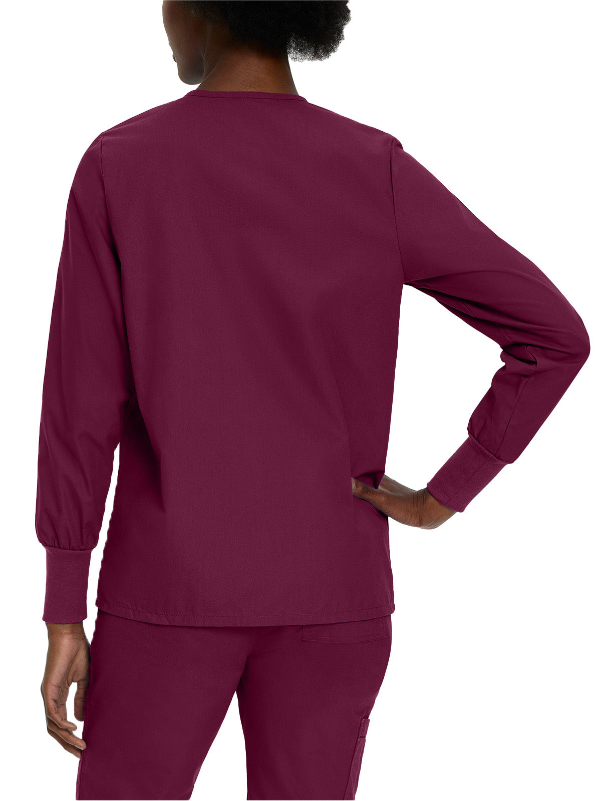 Women's 4-Pocket Crew Neck Warm-Up Jacket - 7525 - Wine