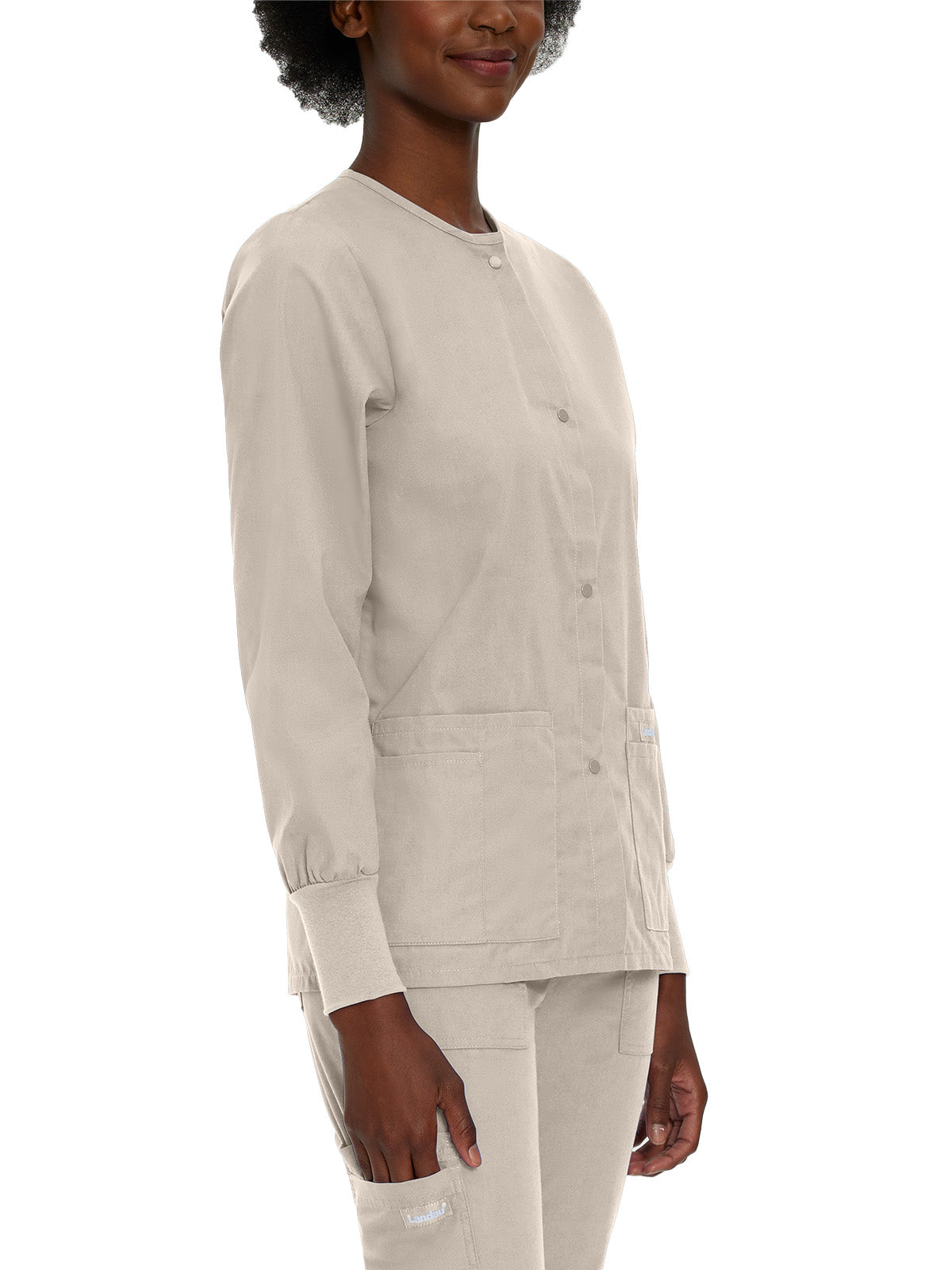 Women's 4-Pocket Crew Neck Warm-Up Jacket - 7525 - Sandstone