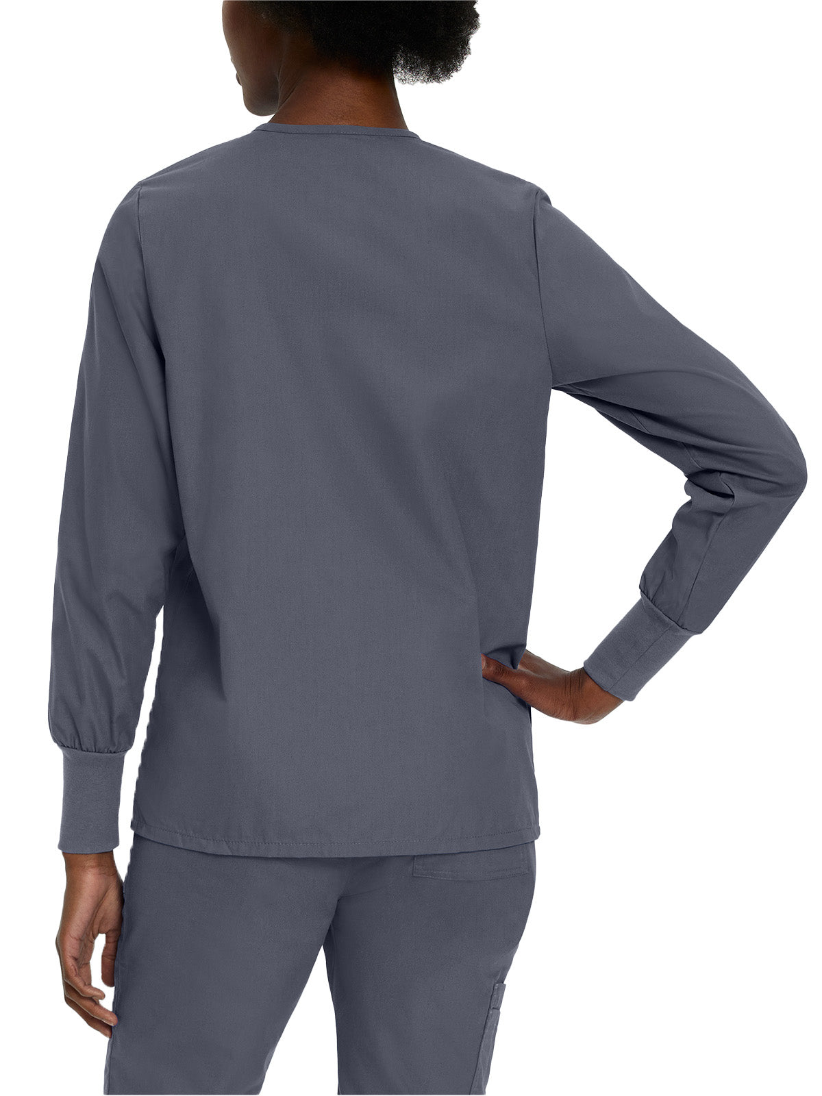 Women's 4-Pocket Crew Neck Warm-Up Jacket - 7525 - Steel Grey
