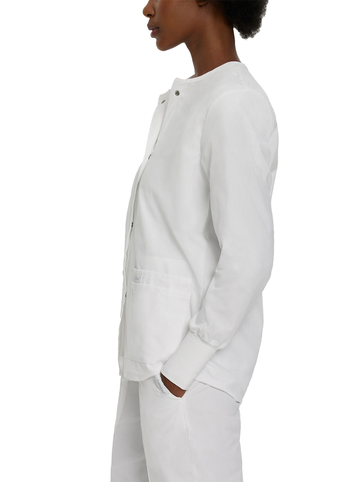Women's 4-Pocket Crew Neck Warm-Up Jacket - 7525 - White