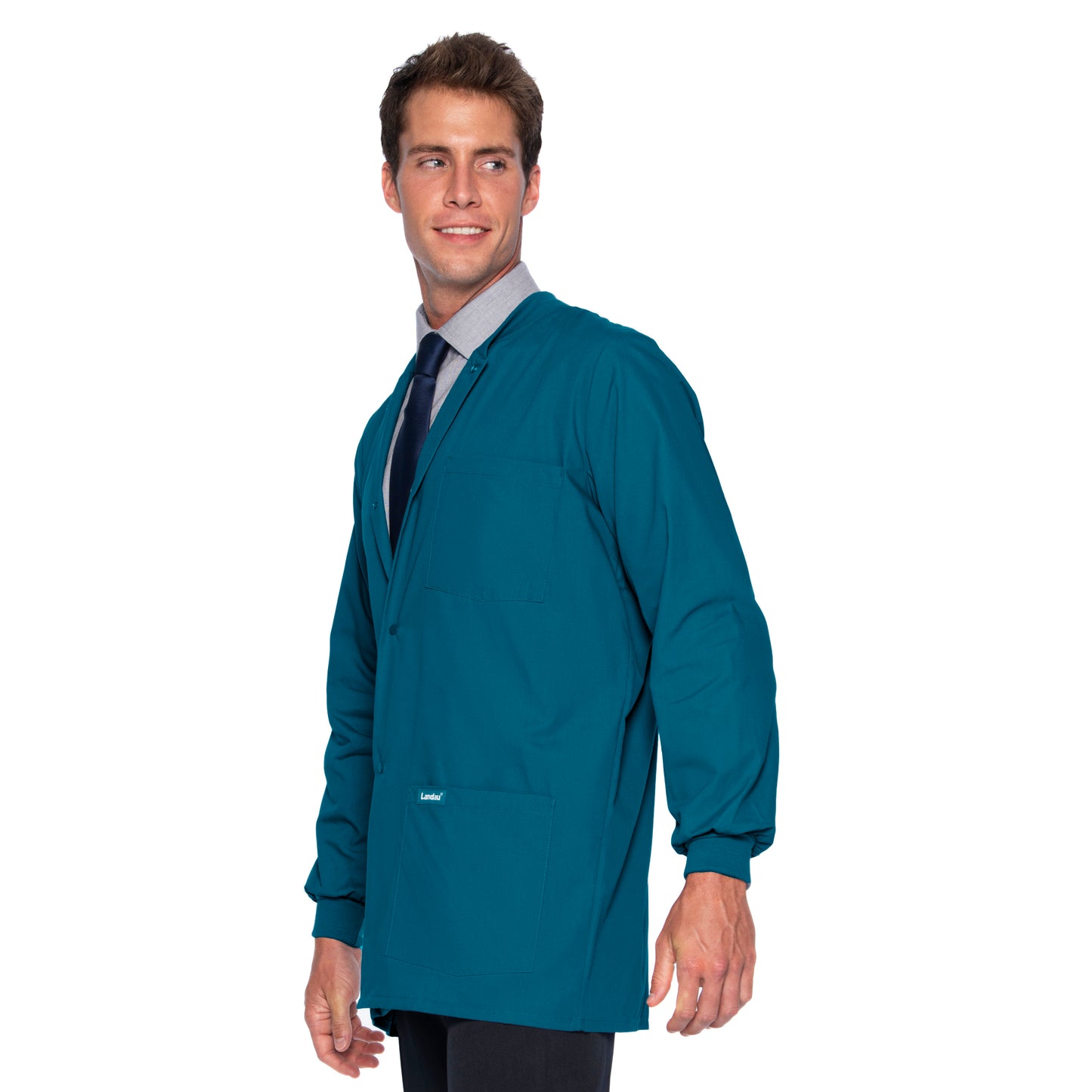 Men's 5-Pocket Crew Neck Warm-Up Jacket - 7551 - Caribbean Blue