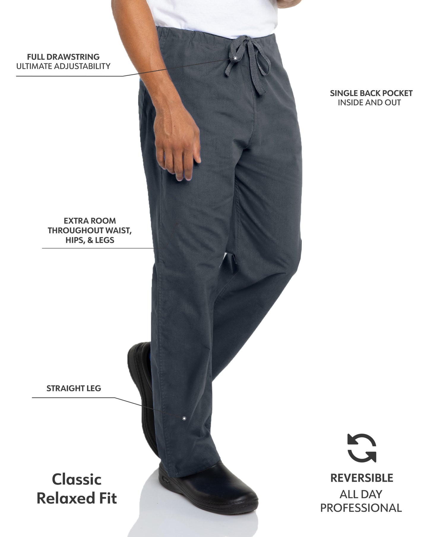 Unisex Reversible High-Rise Waist Pant - 7602 - Graphite