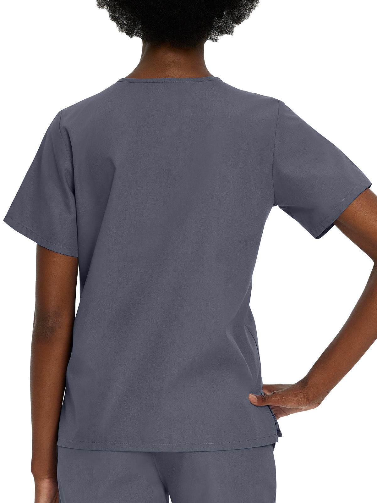 Women's 4-Pocket Durable V-Neck Top - 8219 - Steel Grey
