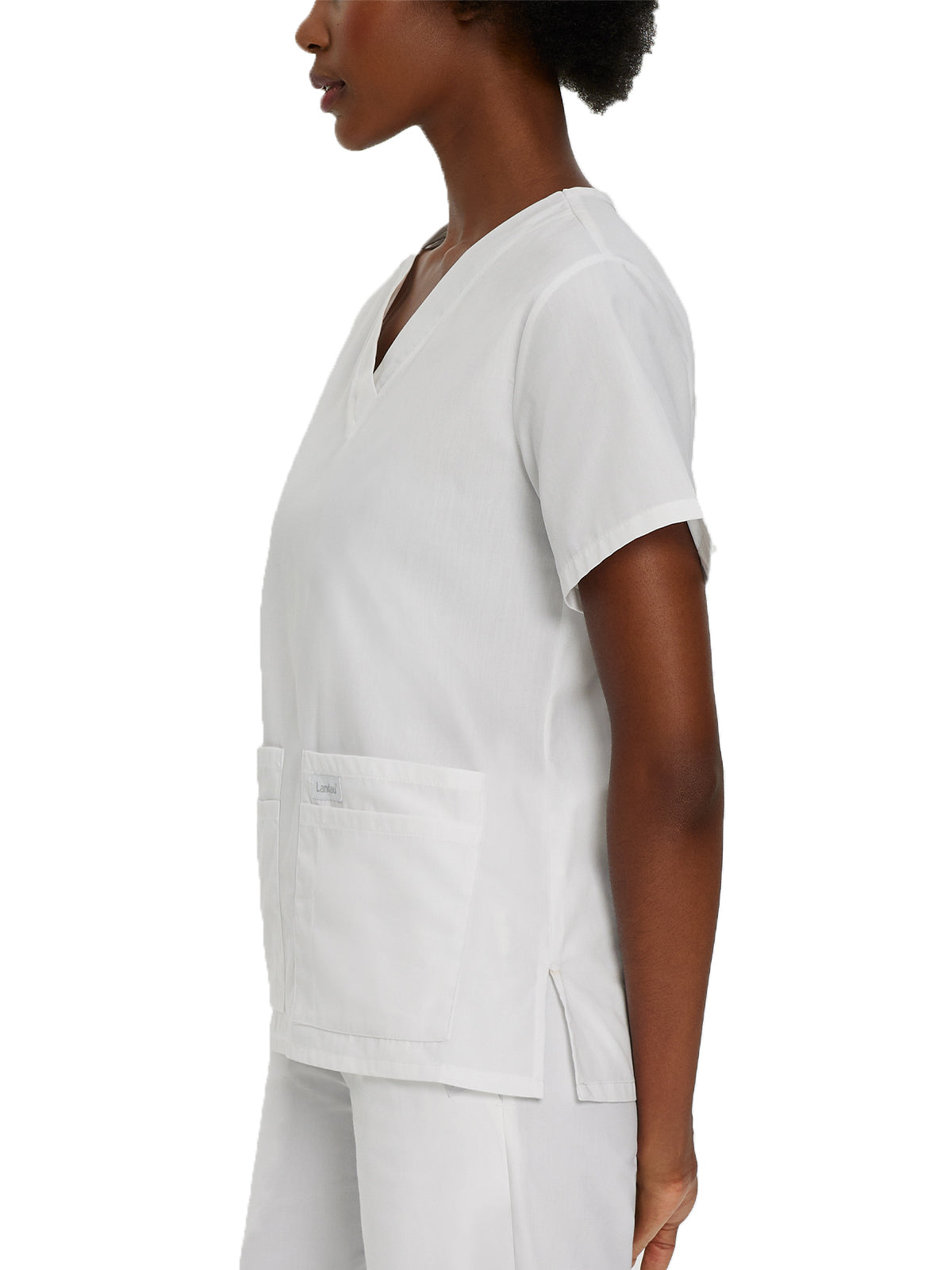 Women's 4-Pocket Durable V-Neck Top - 8219 - White