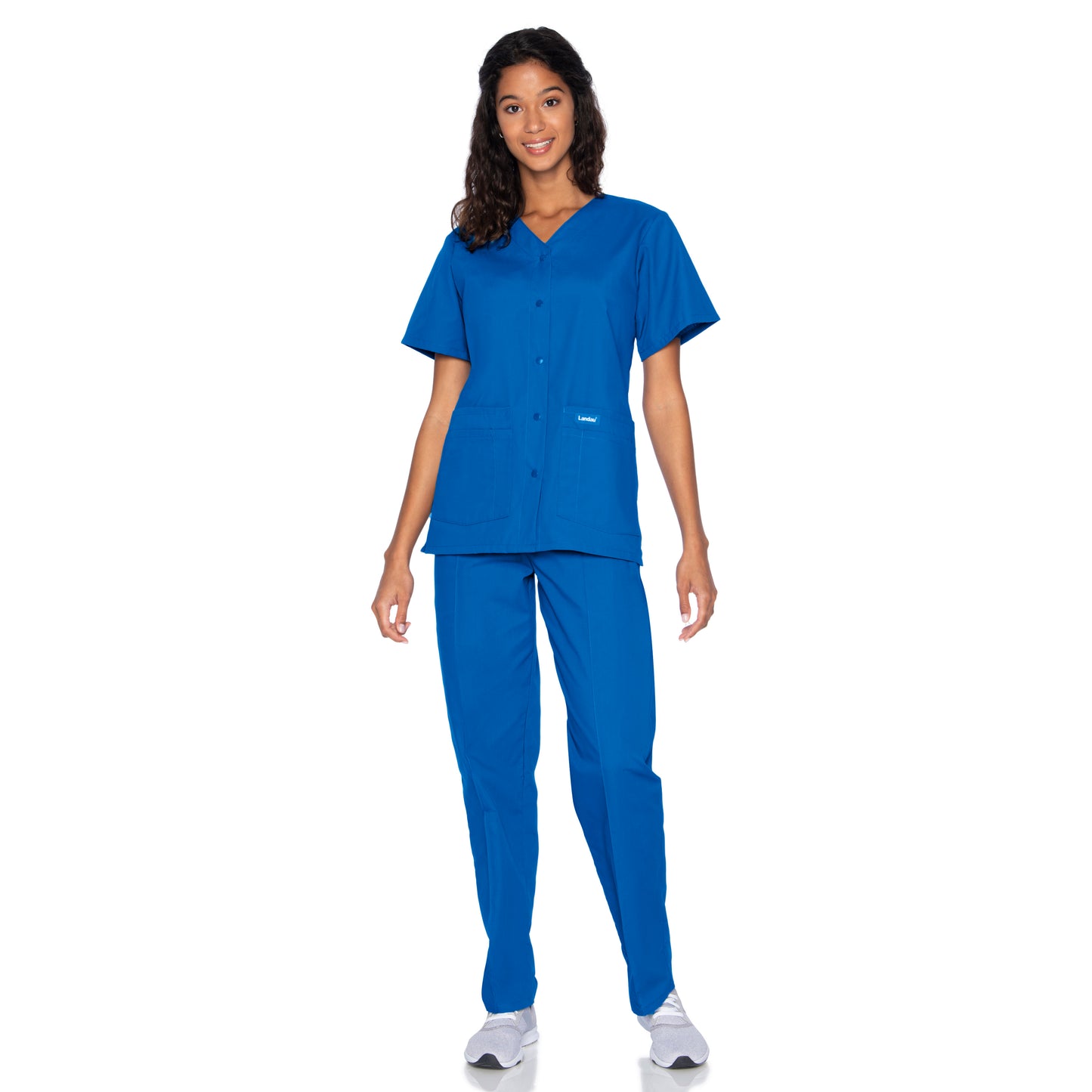 Women's 4-Pocket Snap-Front V-Neck Top - 8232 - Galaxy Blue