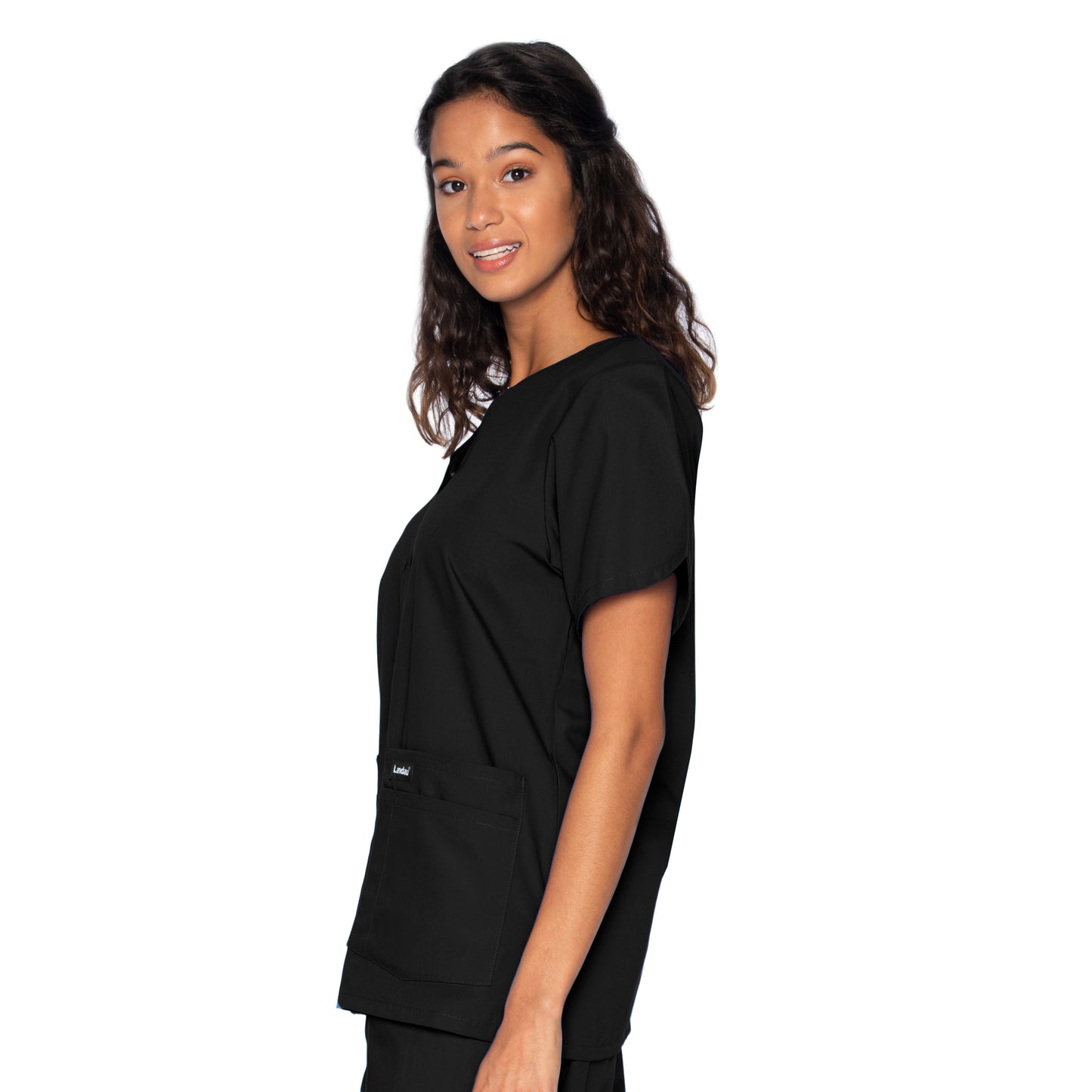Women's 4-Pocket Snap-Front V-Neck Top - 8232 - Black