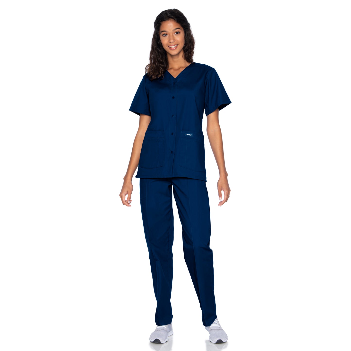 Women's 4-Pocket Snap-Front V-Neck Top - 8232 - Navy