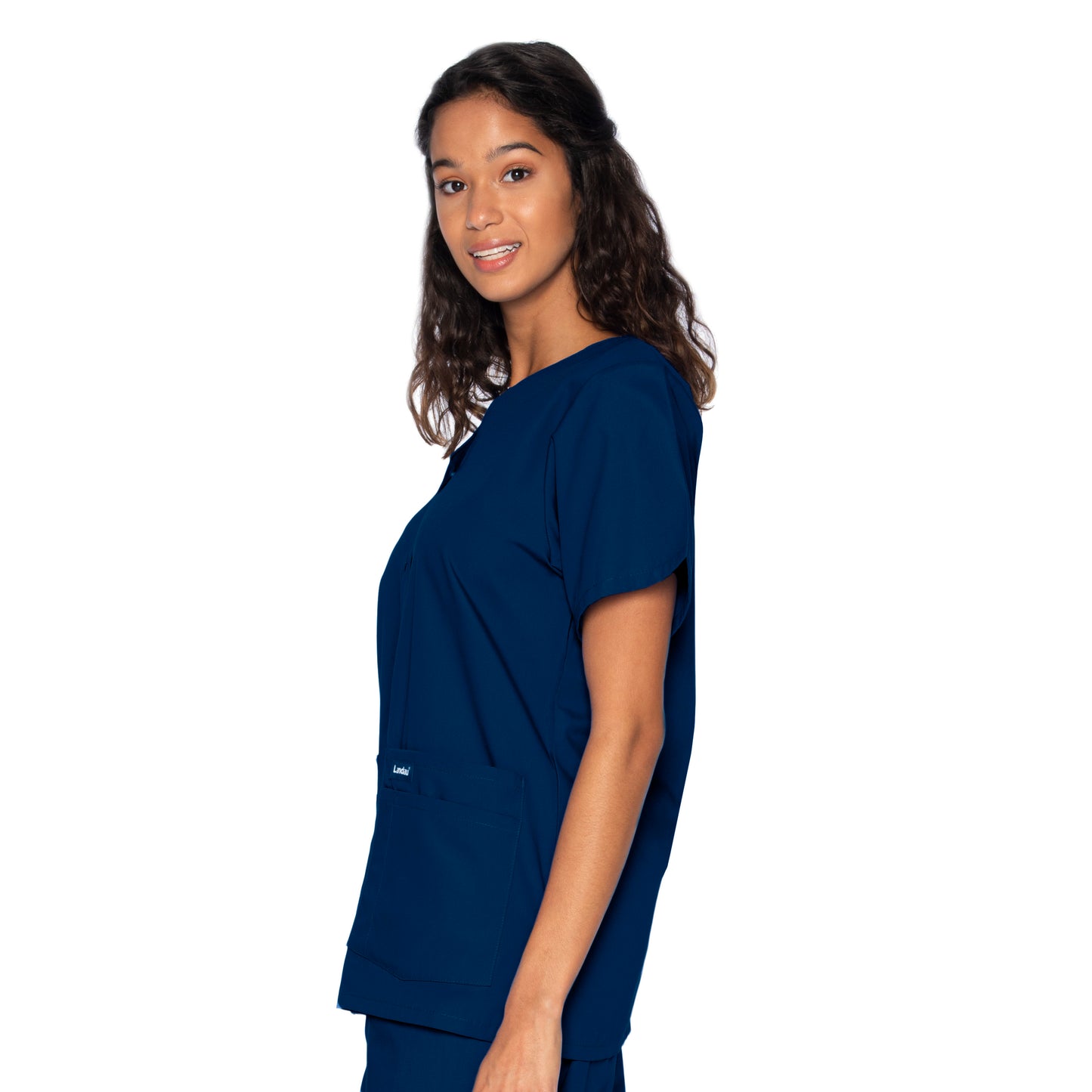 Women's 4-Pocket Snap-Front V-Neck Top - 8232 - Navy