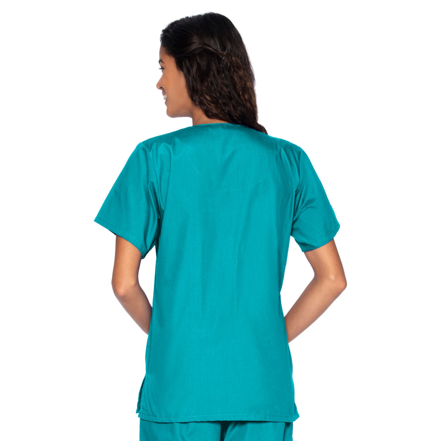 Women's 4-Pocket Snap-Front V-Neck Top - 8232 - Teal