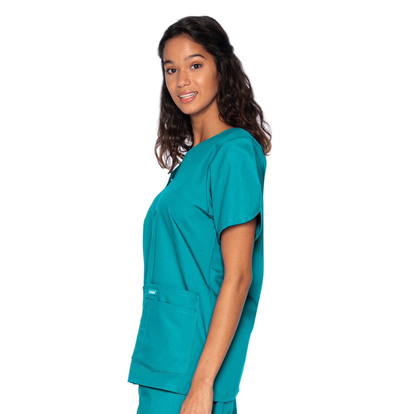 Women's 4-Pocket Snap-Front V-Neck Top - 8232 - Teal