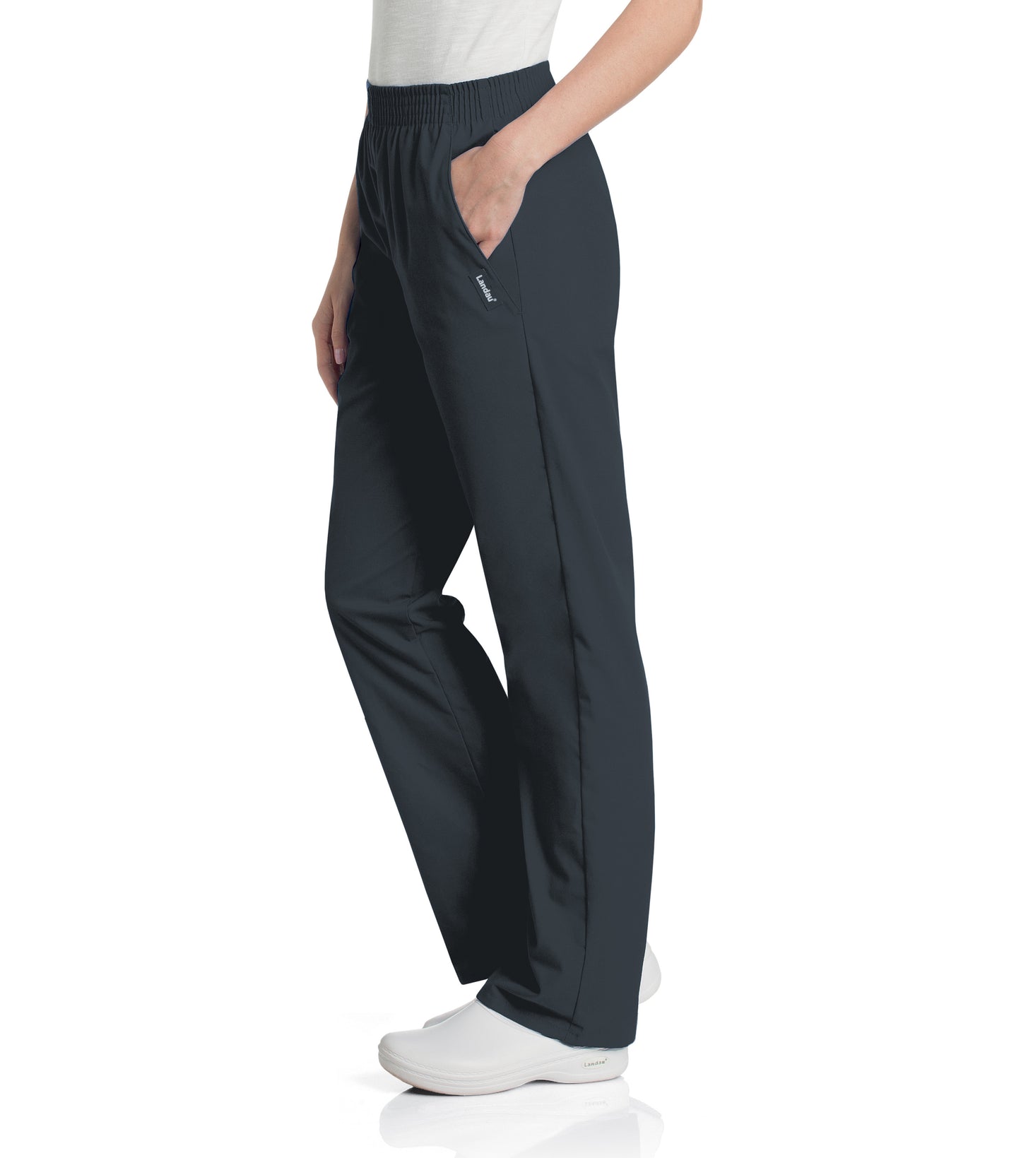 Women's 2-Pocket High-Rise Elastic Waist Straight Leg Pant - 8327 - Graphite