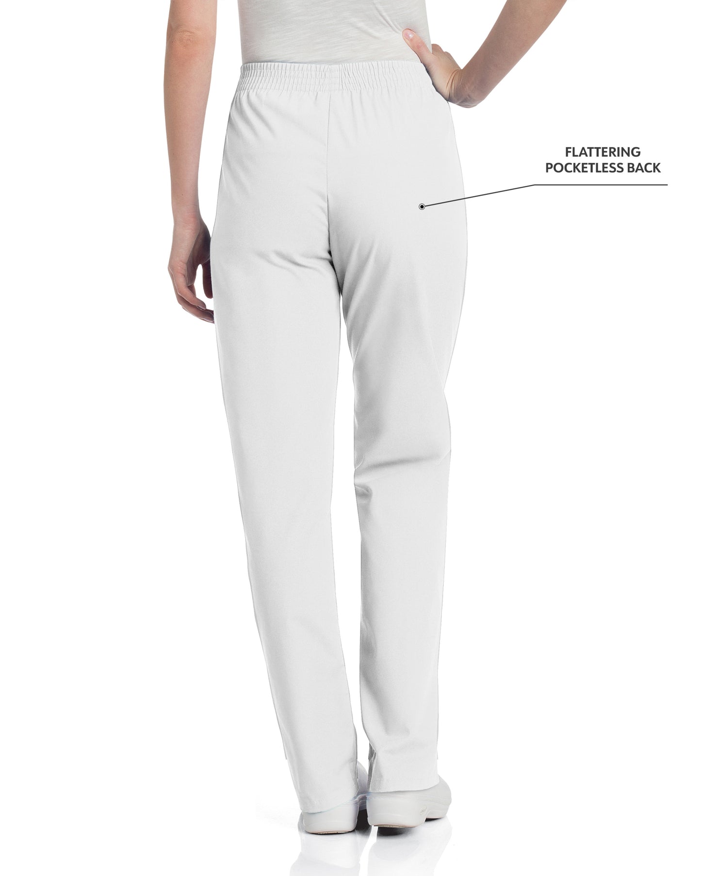 Women's 2-Pocket High-Rise Elastic Waist Straight Leg Pant - 8327 - White