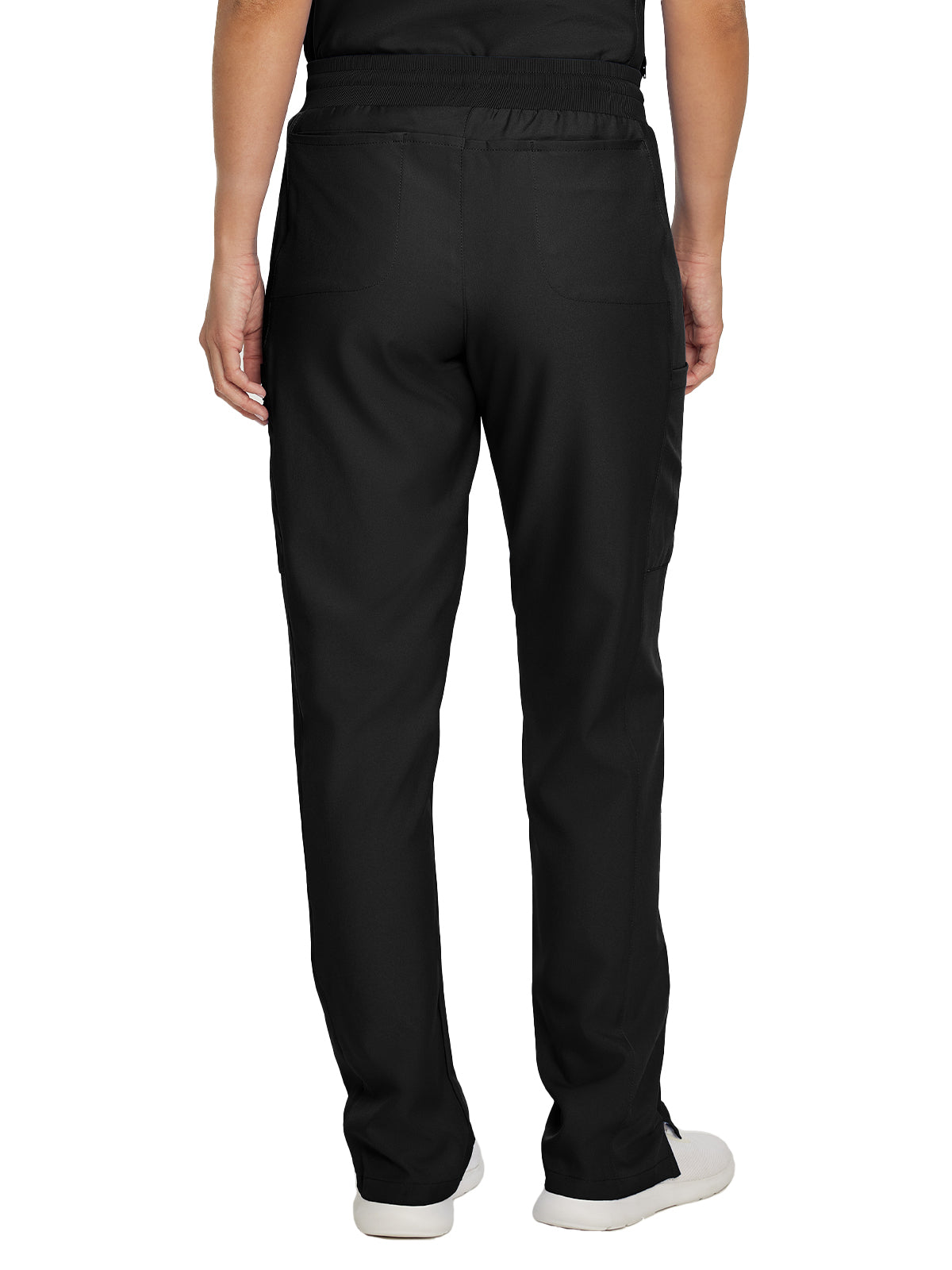 Women's 7-Pocket Mid-Rise Rib-Knit Elastic Waist Cargo Pant - LB400 - Black
