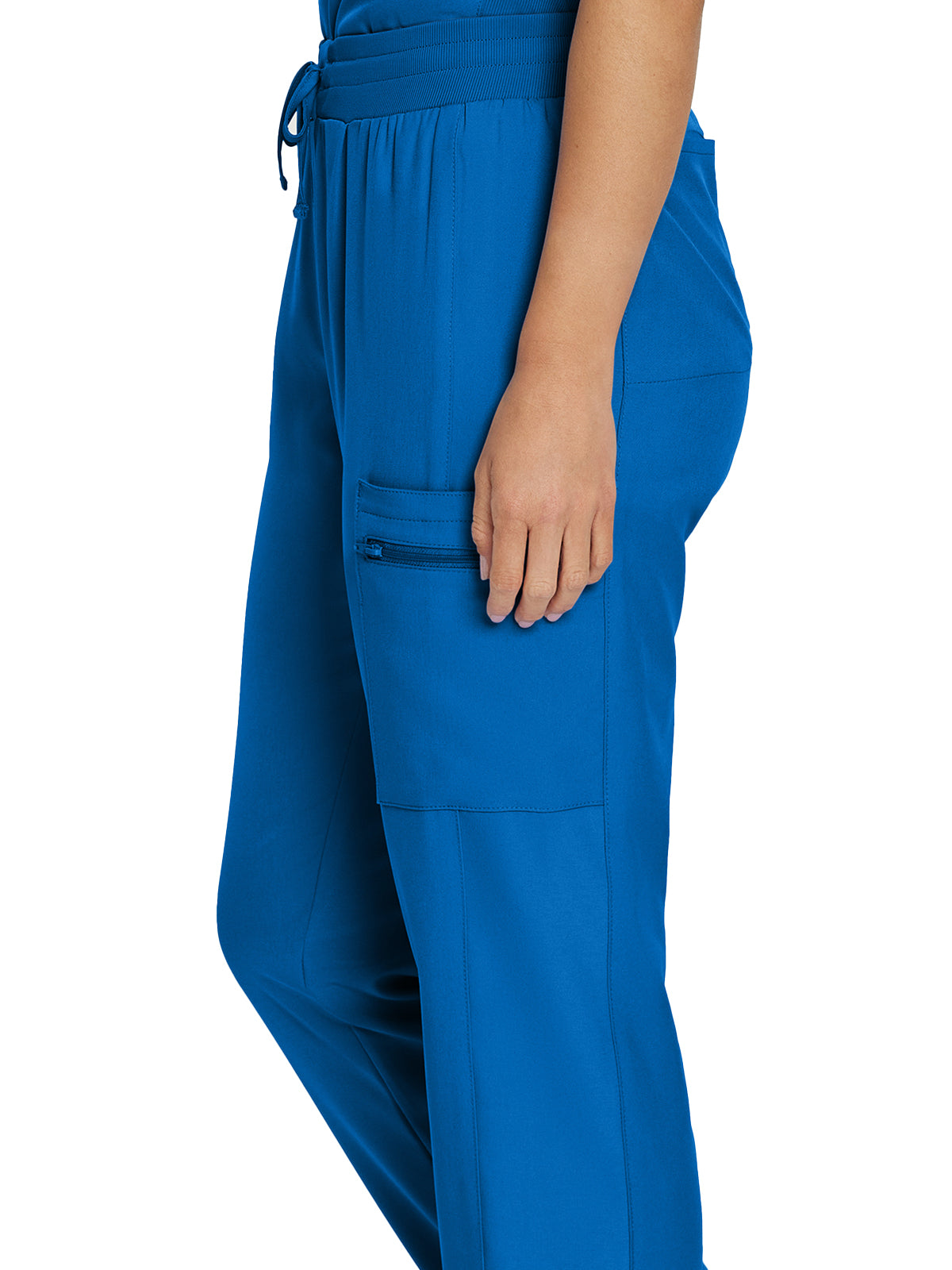 Women's 7-Pocket Mid-Rise Rib-Knit Elastic Waist Cargo Pant - LB400 - Royal