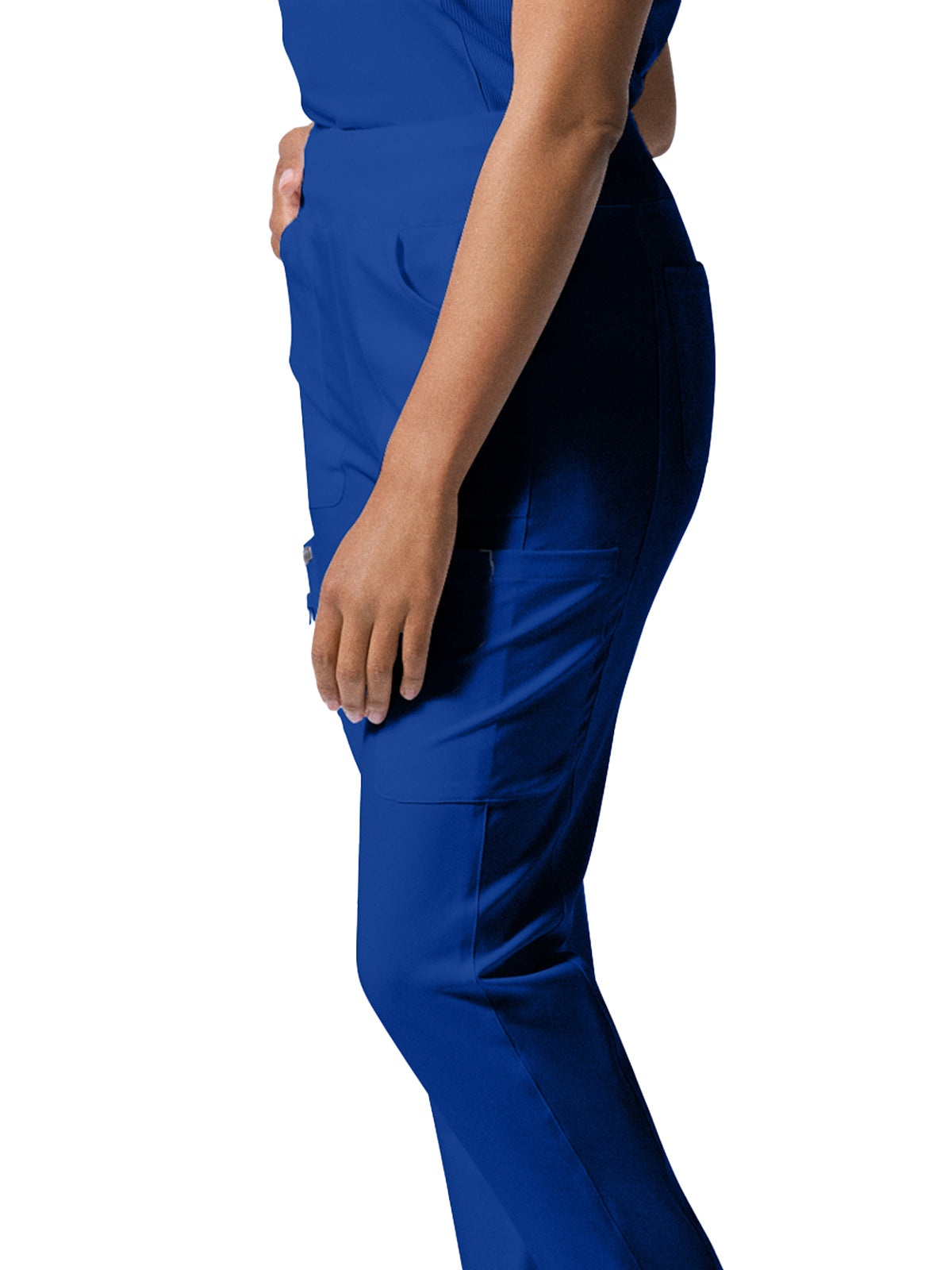 Women's 7-Pocket Mid-Rise Rib-Knit Elastic Waist Cargo Pant - LB401 - Galaxy