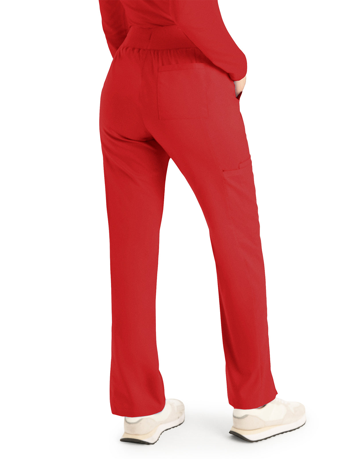 Women's 5-Pocket Mid-Rise Rib-Knit Elastic Waist Straight Leg Pant - LB405 - True Red