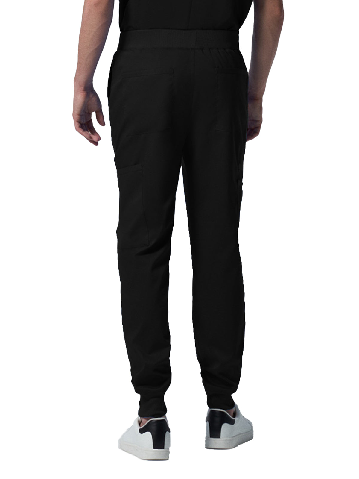 Men's 7-Pocket Mid-Rise Rib-Knit Elastic Waist Jogger Pant - LB407 - Black