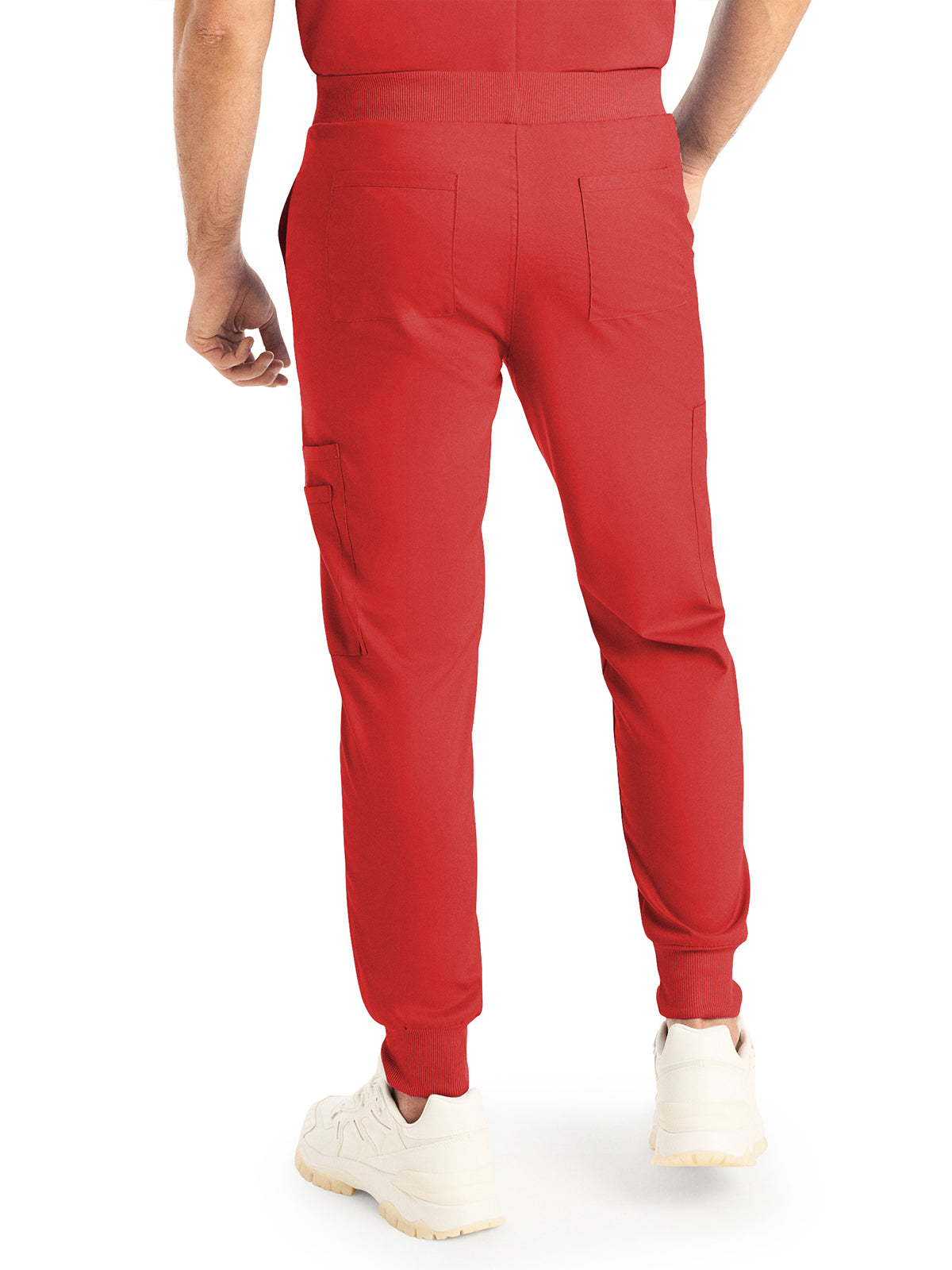 Men's 7-Pocket Mid-Rise Rib-Knit Elastic Waist Jogger Pant - LB407 - True Red