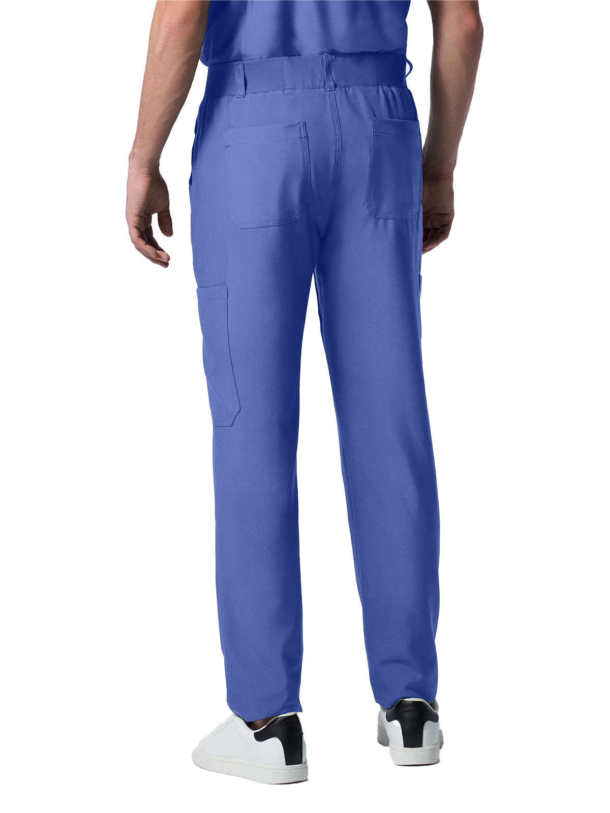 Men's 8-Pocket Mid-Rise Rib-Knit Elastic Waist Cargo Pant - LB410 - Ceil Blue