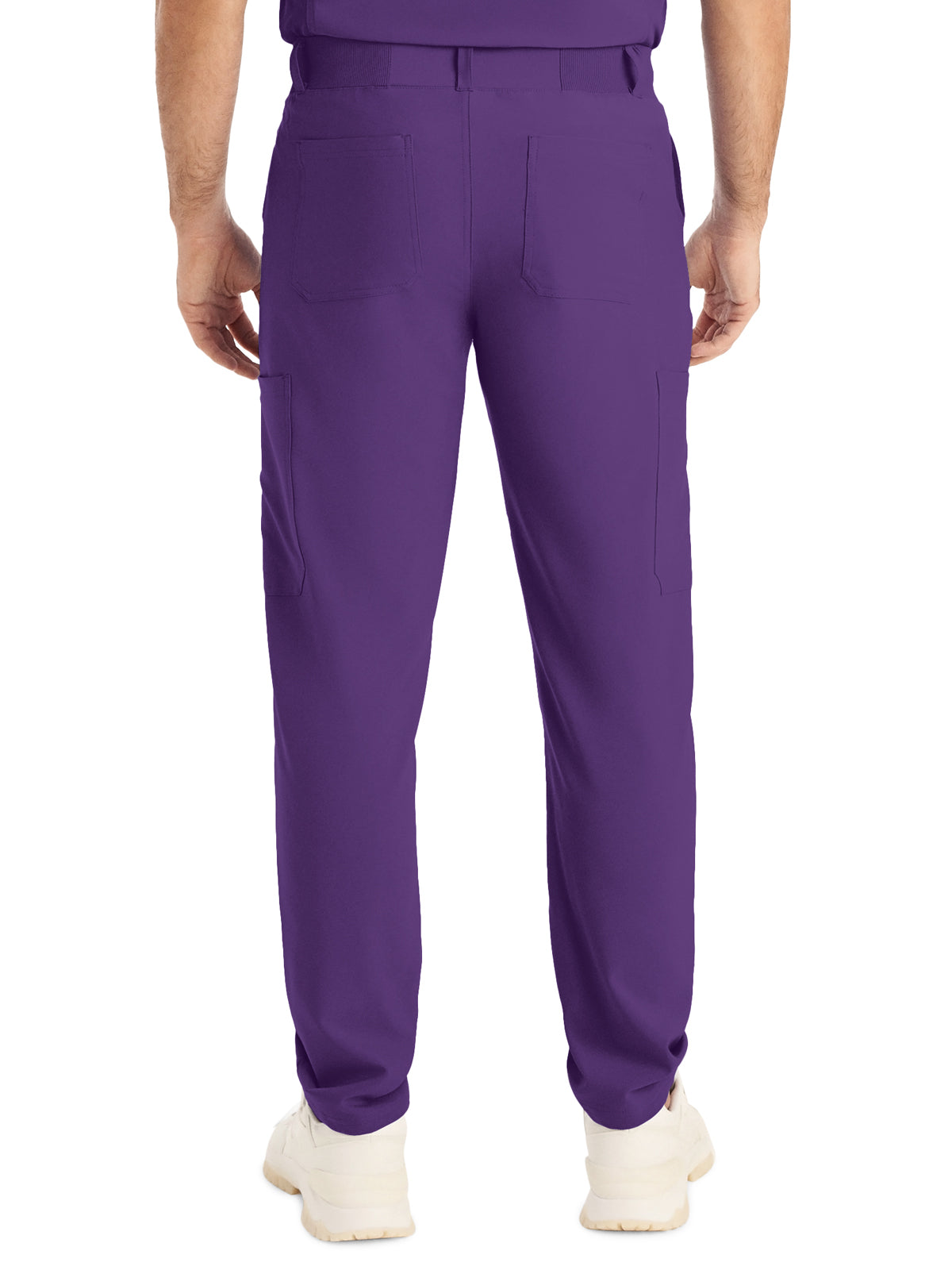 Men's 8-Pocket Mid-Rise Rib-Knit Elastic Waist Cargo Pant - LB410 - Eggplant