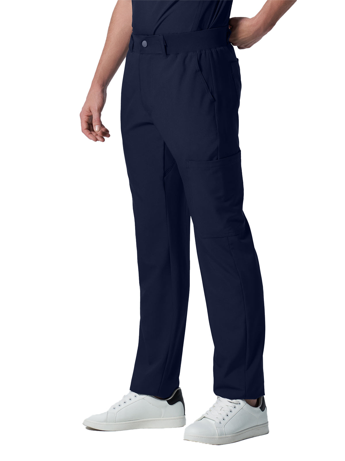 Men's 8-Pocket Mid-Rise Rib-Knit Elastic Waist Cargo Pant - LB410 - Navy