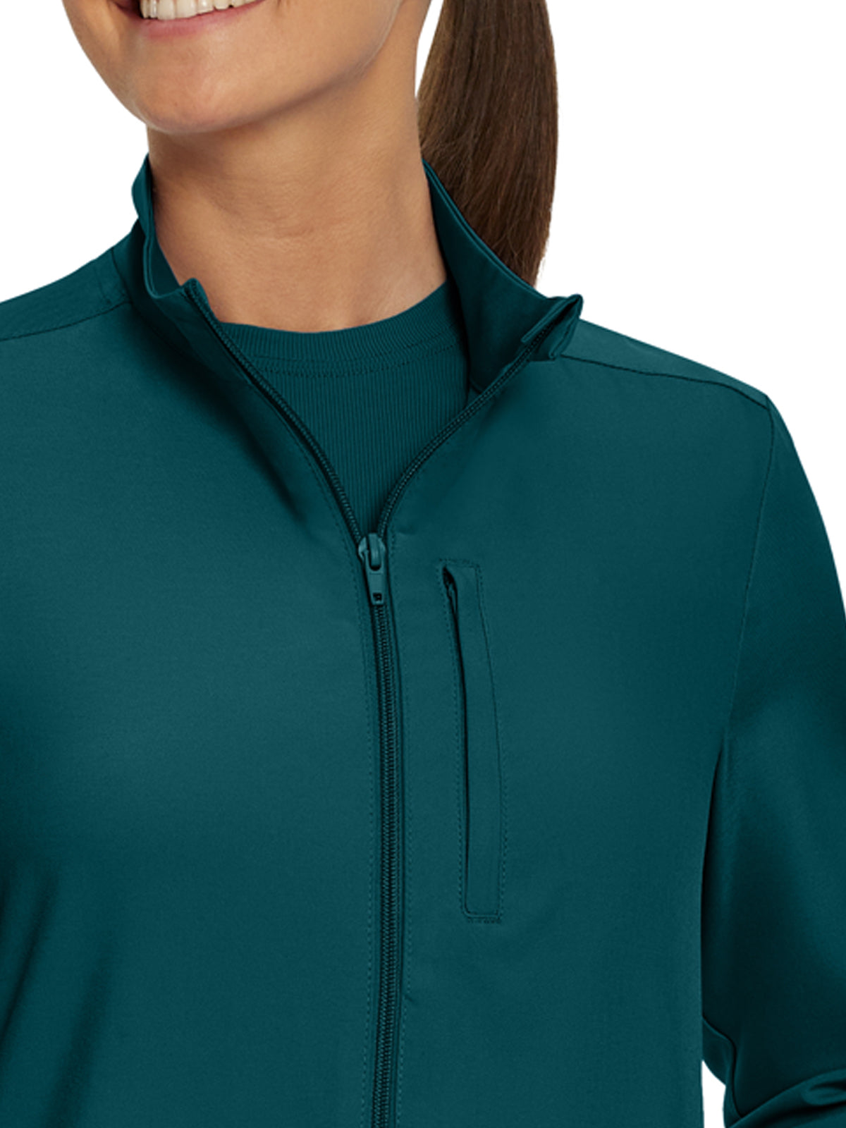 Women's 3-Pocket Mock-Neck Zip-Front Jacket - LJ700 - Caribbean