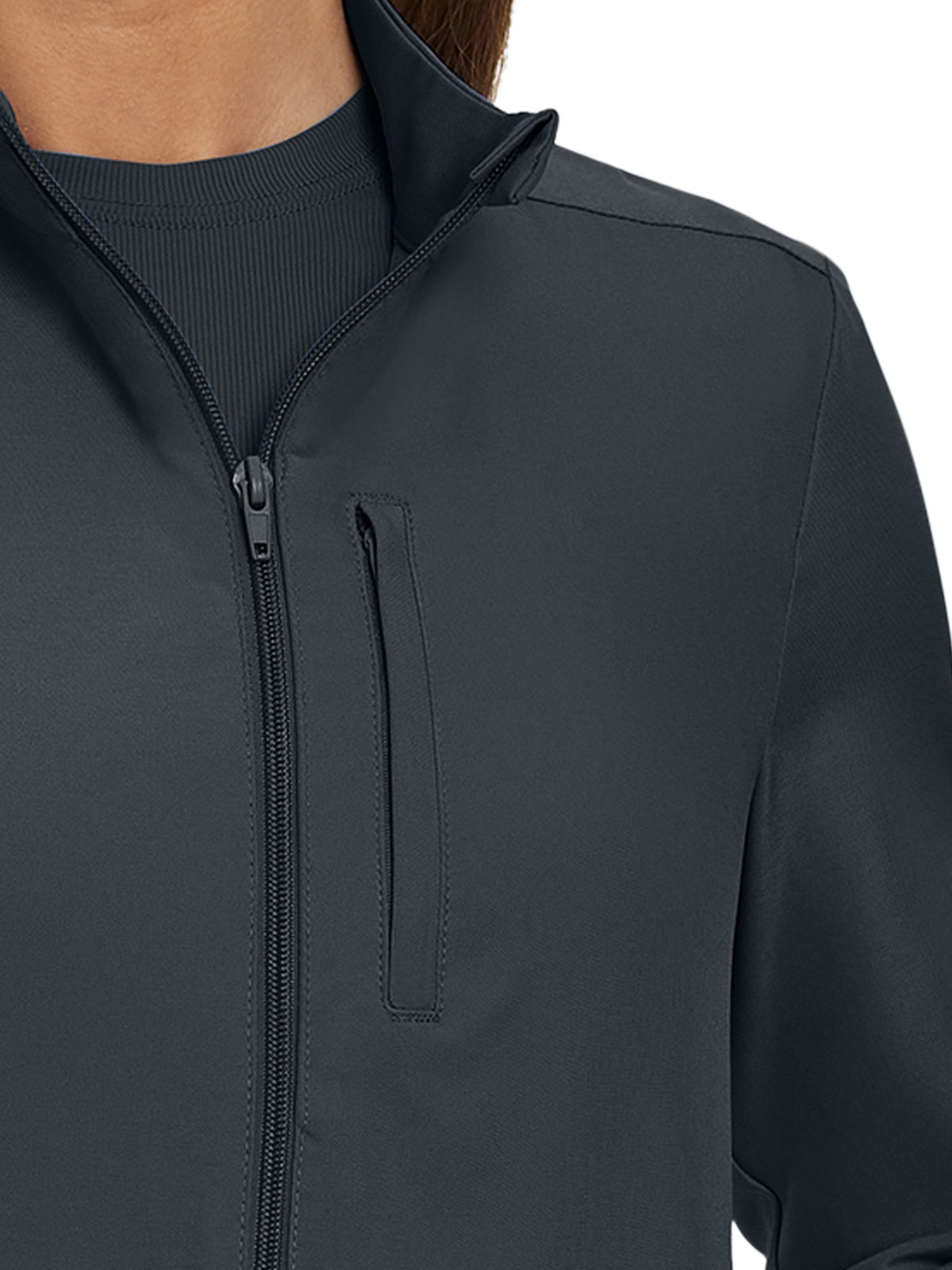 Women's 3-Pocket Mock-Neck Zip-Front Jacket - LJ700 - Pewter