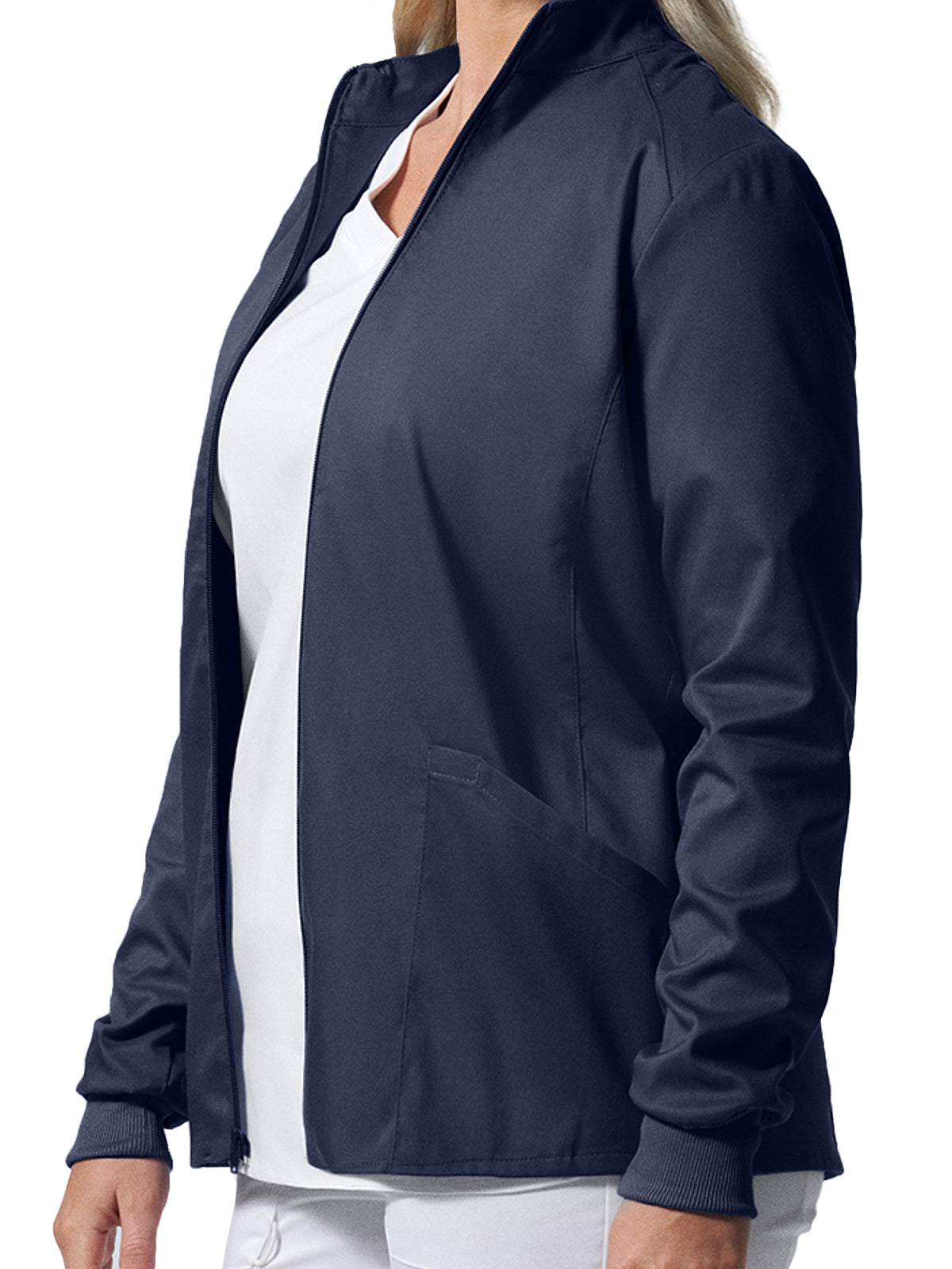 Women's 3-Pocket Mock Neck Zip-Front Jacket - LJ701 - True Navy