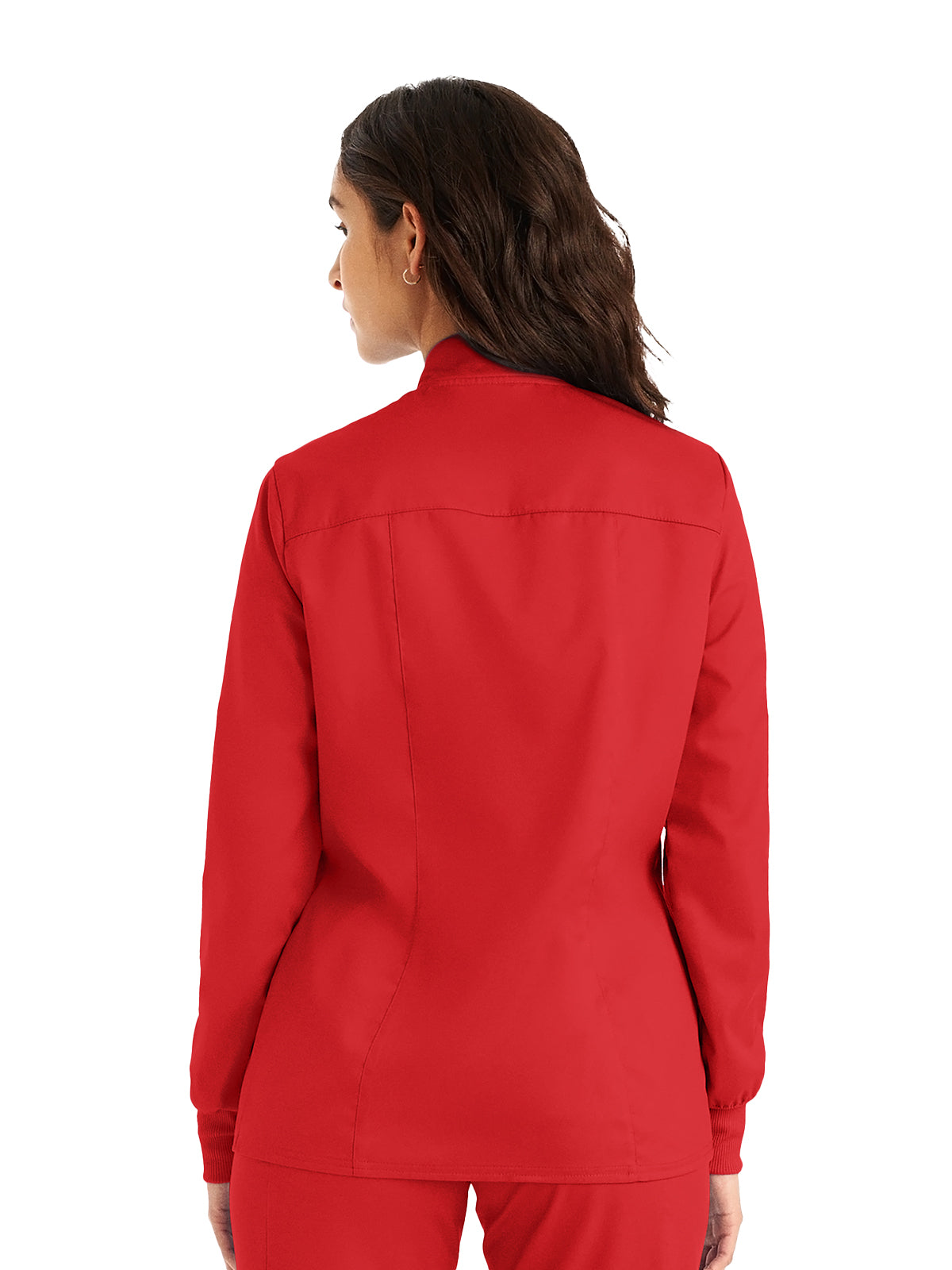 Women's 3-Pocket Mock Neck Zip-Front Jacket - LJ701 - True Red