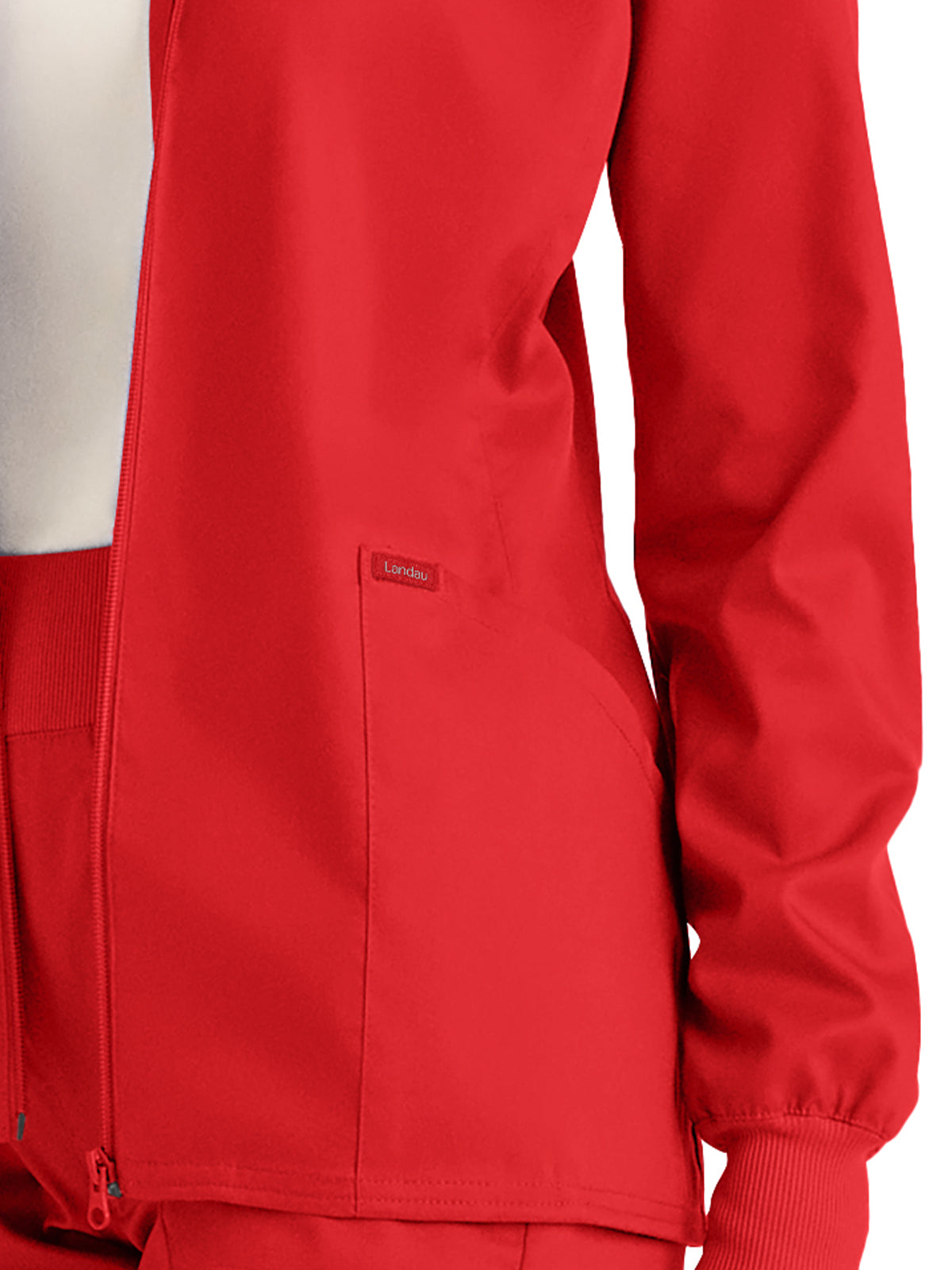 Women's 3-Pocket Mock Neck Zip-Front Jacket - LJ701 - True Red