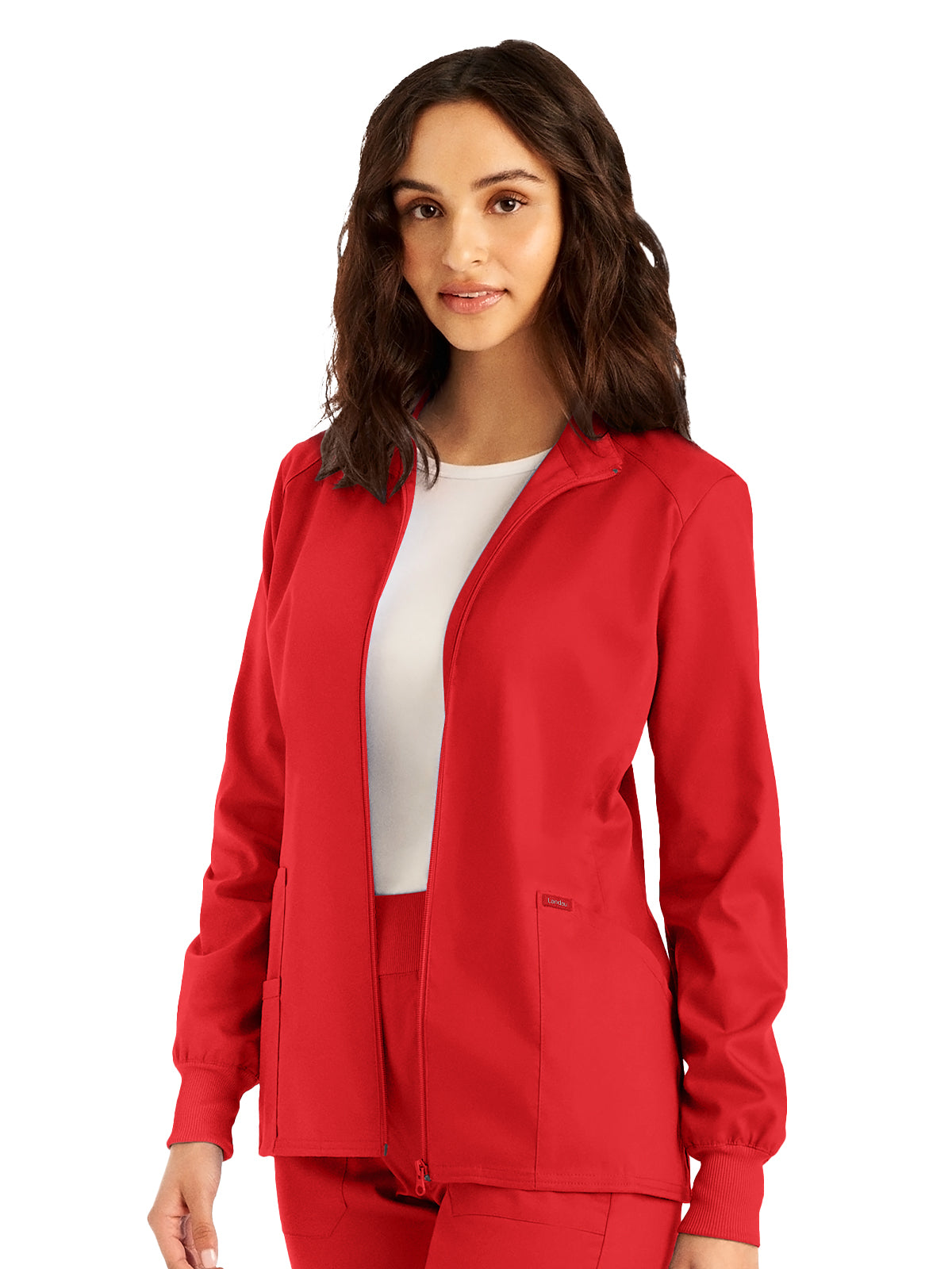 Women's 3-Pocket Mock Neck Zip-Front Jacket - LJ701 - True Red