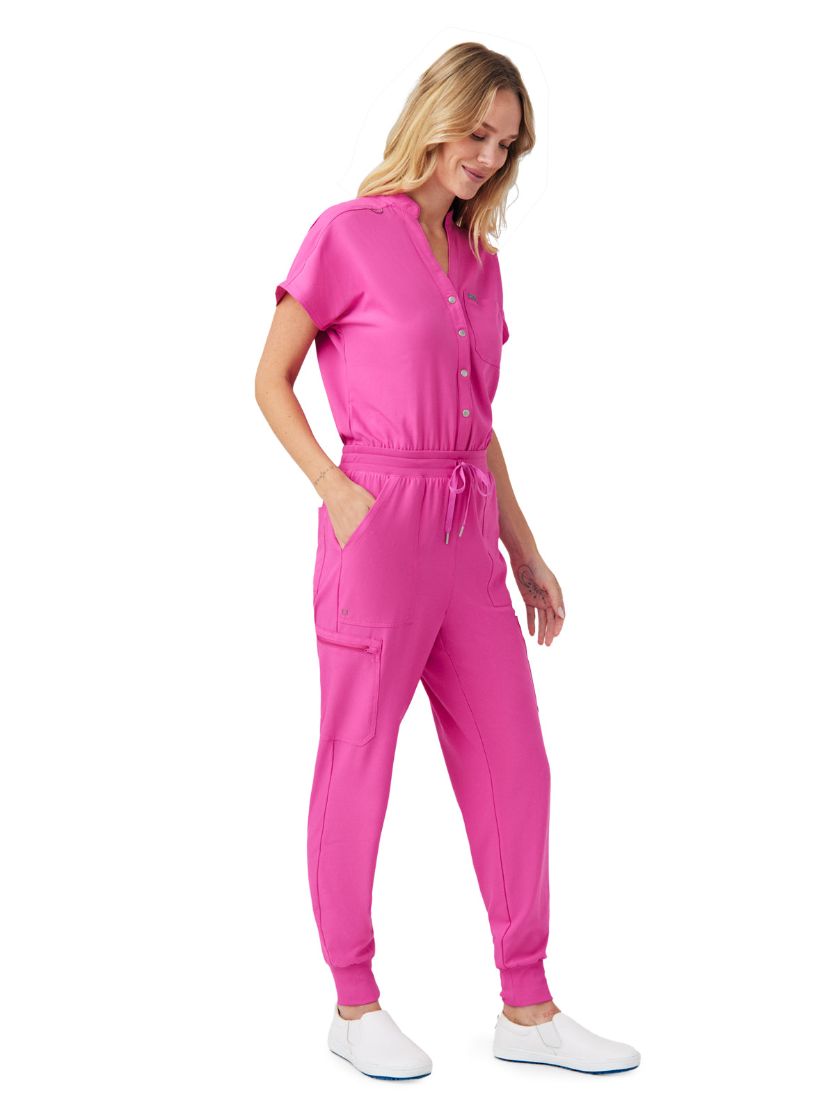 Women's 8-Pocket Cargo Jumpsuit - LO603 - Rose Violet