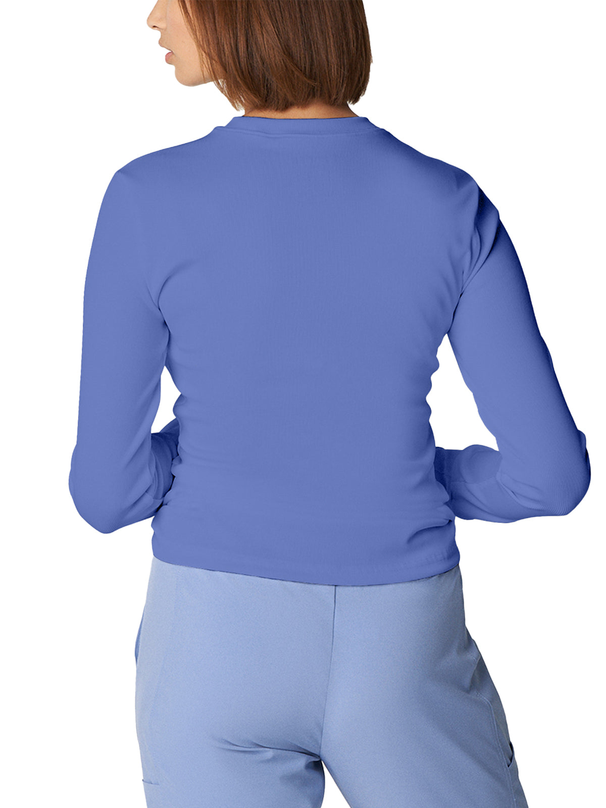 Women's 1-Pocket Long-Sleeve Crew Neck Underscrub Tee - LT103 - Ceil Blue