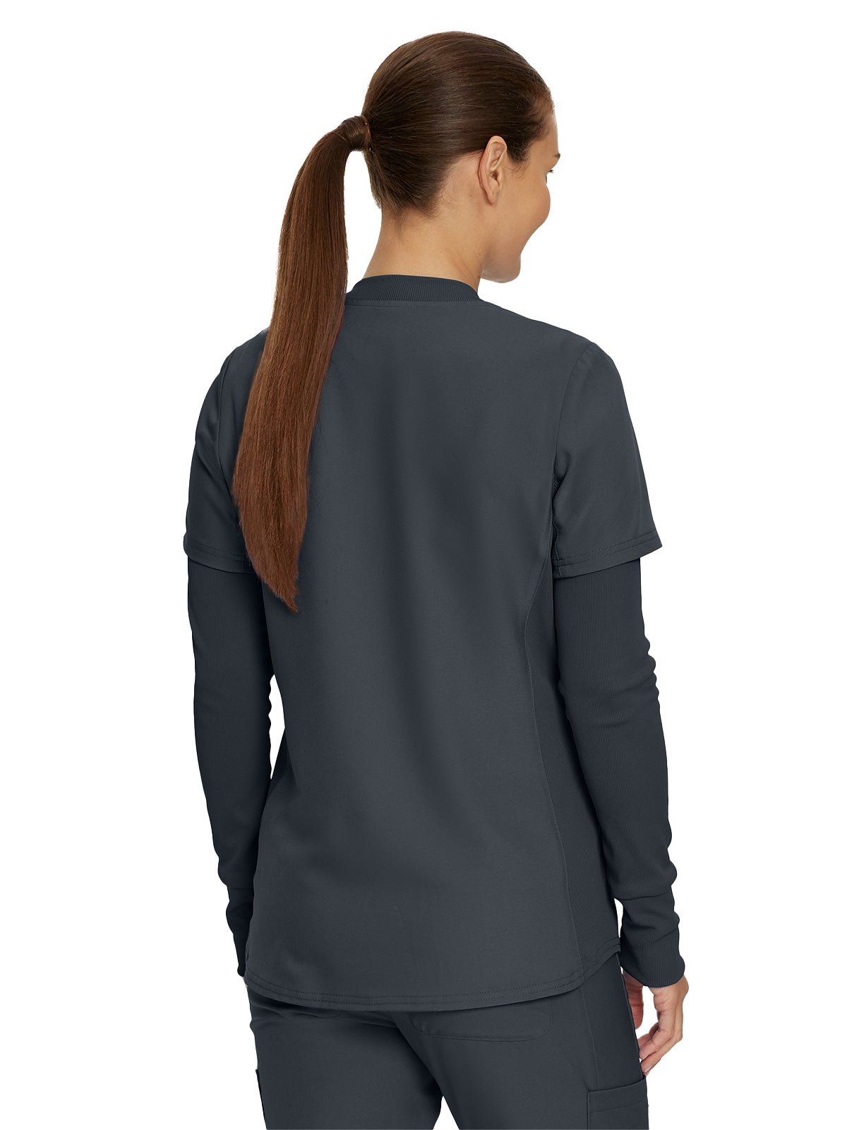 Women's 1-Pocket Long-Sleeve Crew Neck Underscrub Tee - LT103 - Pewter