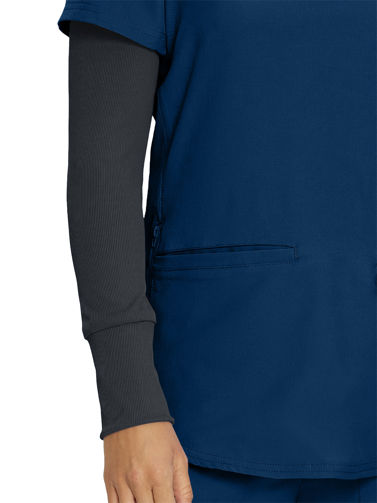 Women's 1-Pocket Long-Sleeve Crew Neck Underscrub Tee - LT103 - Pewter