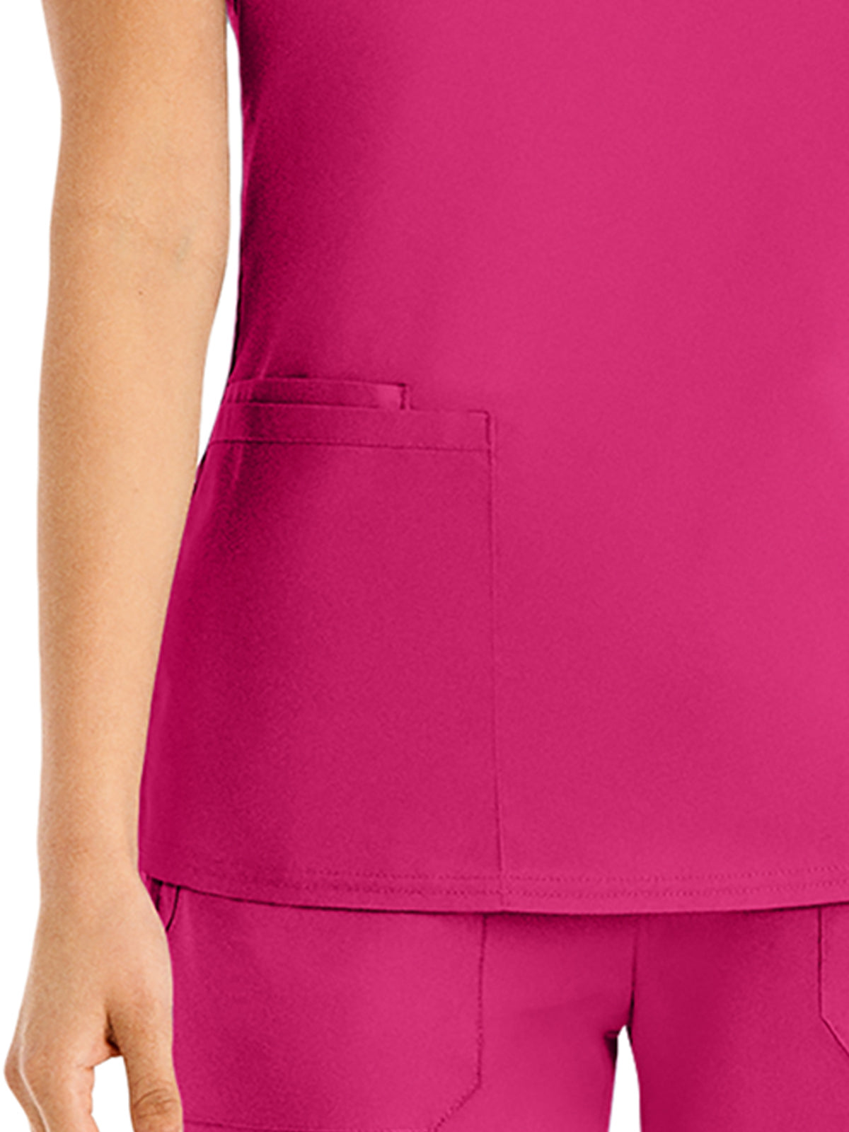 Women's 3-Pocket V-Neck Top - LT105 - Bright Rose