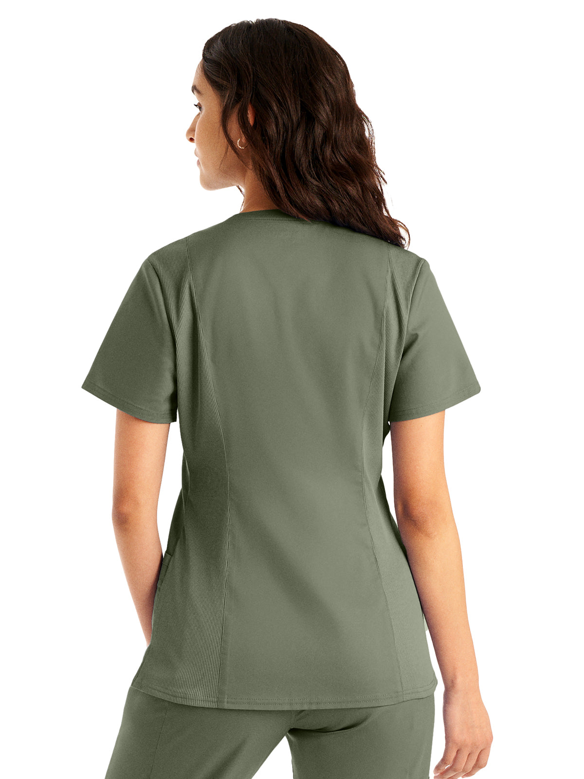 Women's 3-Pocket V-Neck Top - LT105 - Olive Moss