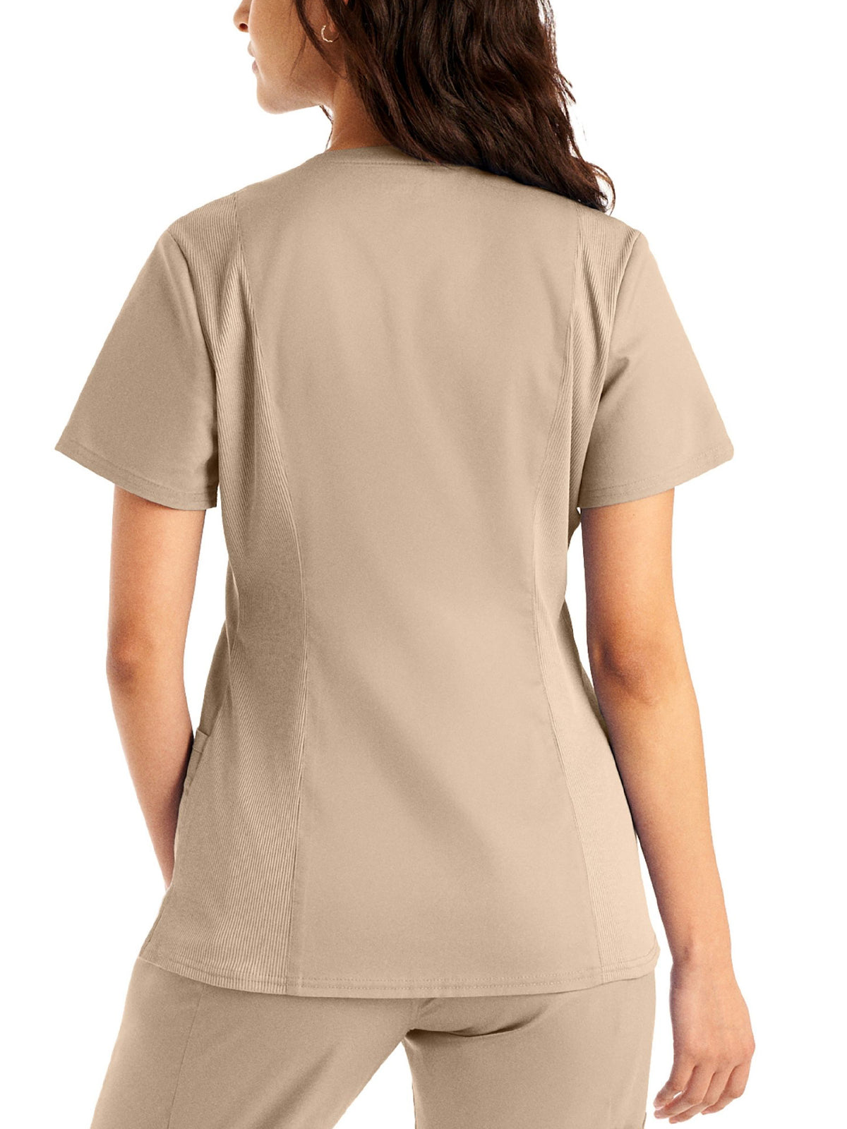 Women's 3-Pocket V-Neck Top - LT105 - Sandstone