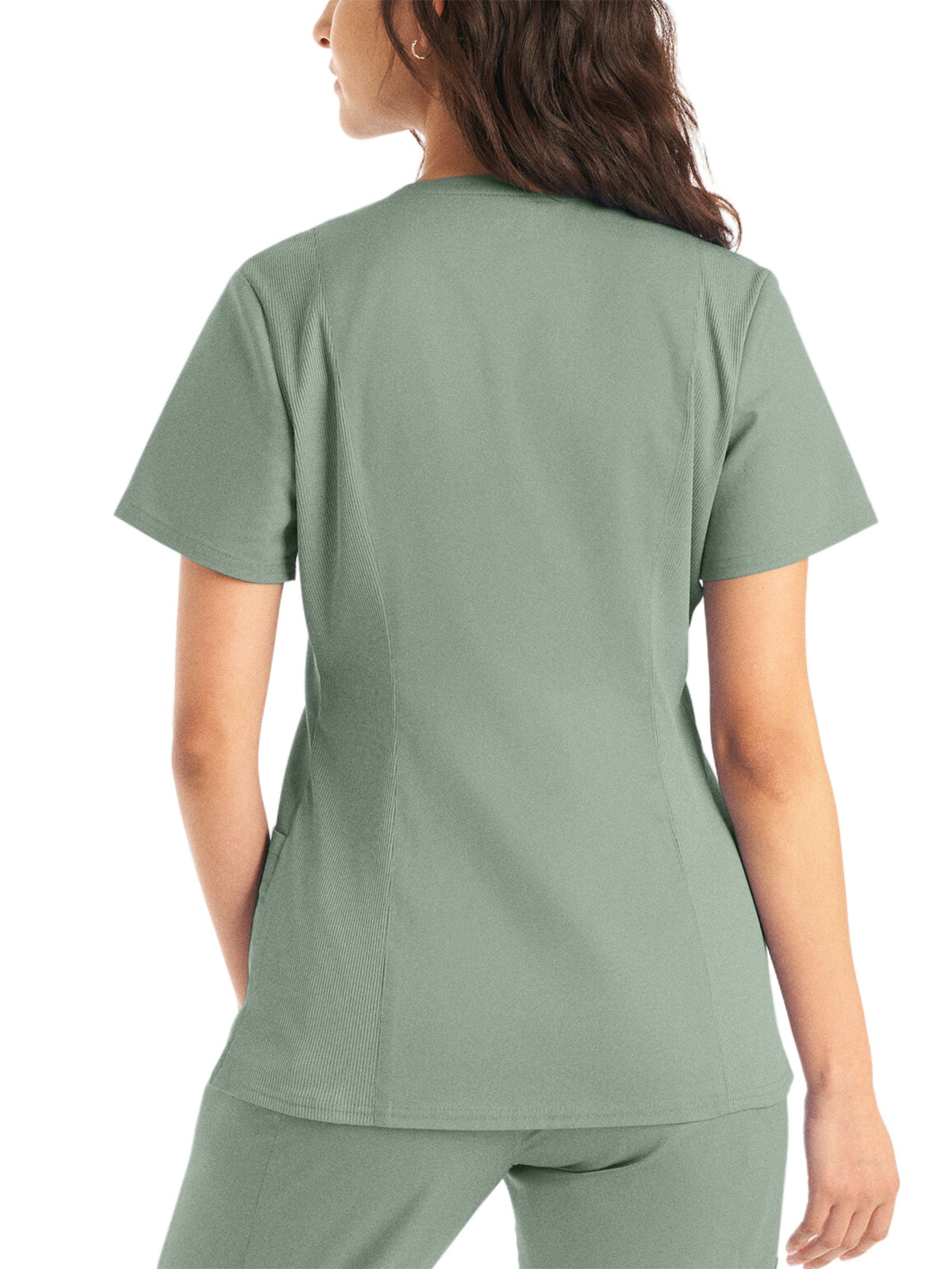 Women's 3-Pocket V-Neck Top - LT105 - Sea Grass