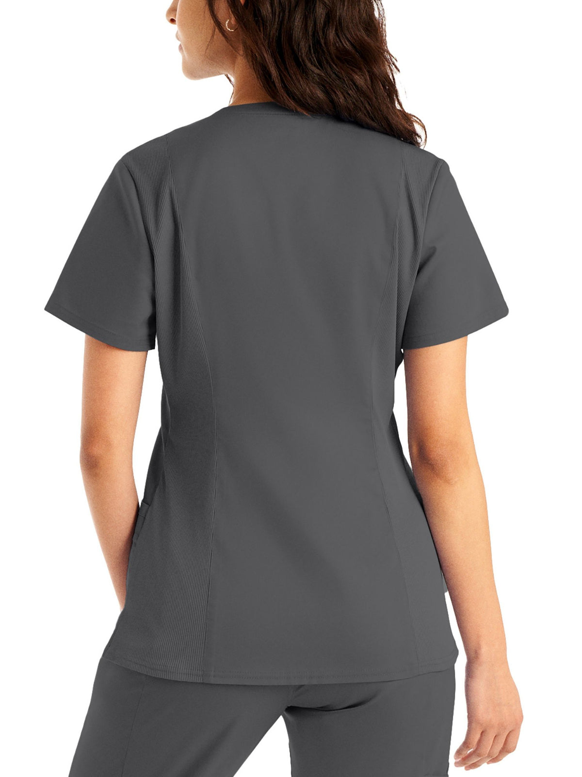 Women's 3-Pocket V-Neck Top - LT105 - Steel