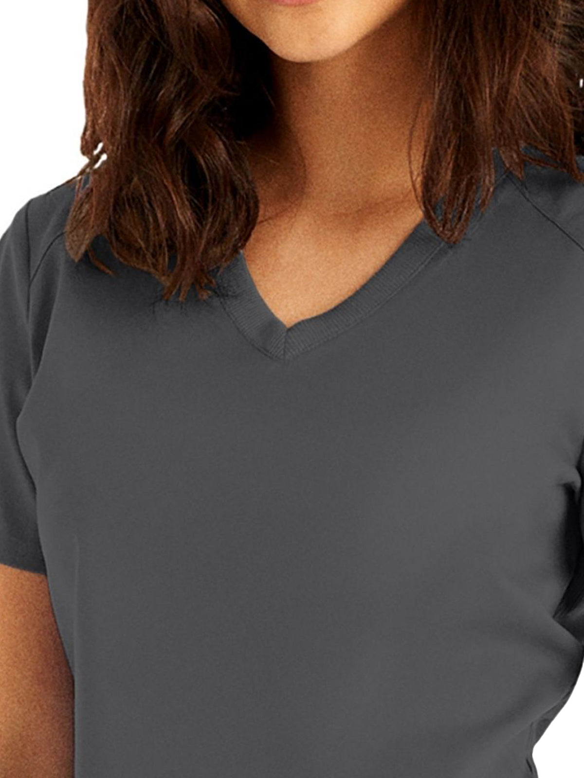 Women's 3-Pocket V-Neck Top - LT105 - Steel