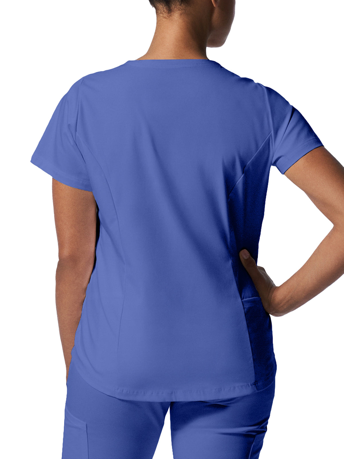 Women's 2-Pocket Back Princess Seamed V-Neck Top - LT107 - Ceil