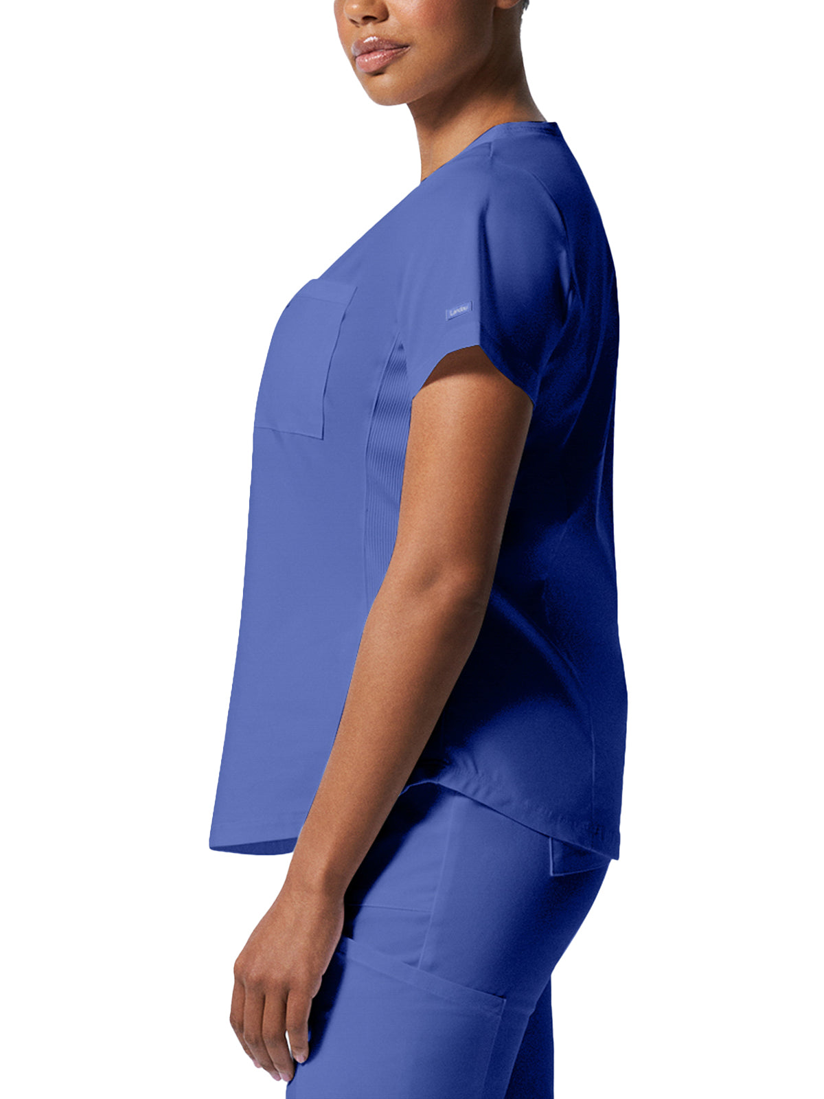 Women's 2-Pocket Back Princess Seamed V-Neck Top - LT107 - Ceil