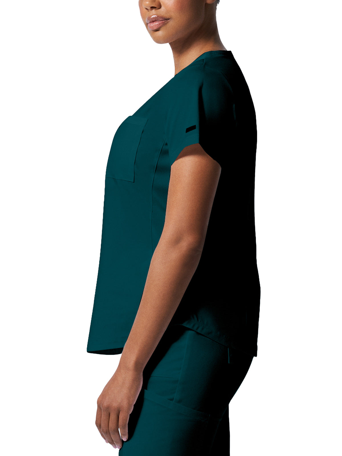 Women's 2-Pocket Back Princess Seamed V-Neck Top - LT107 - Caribbean