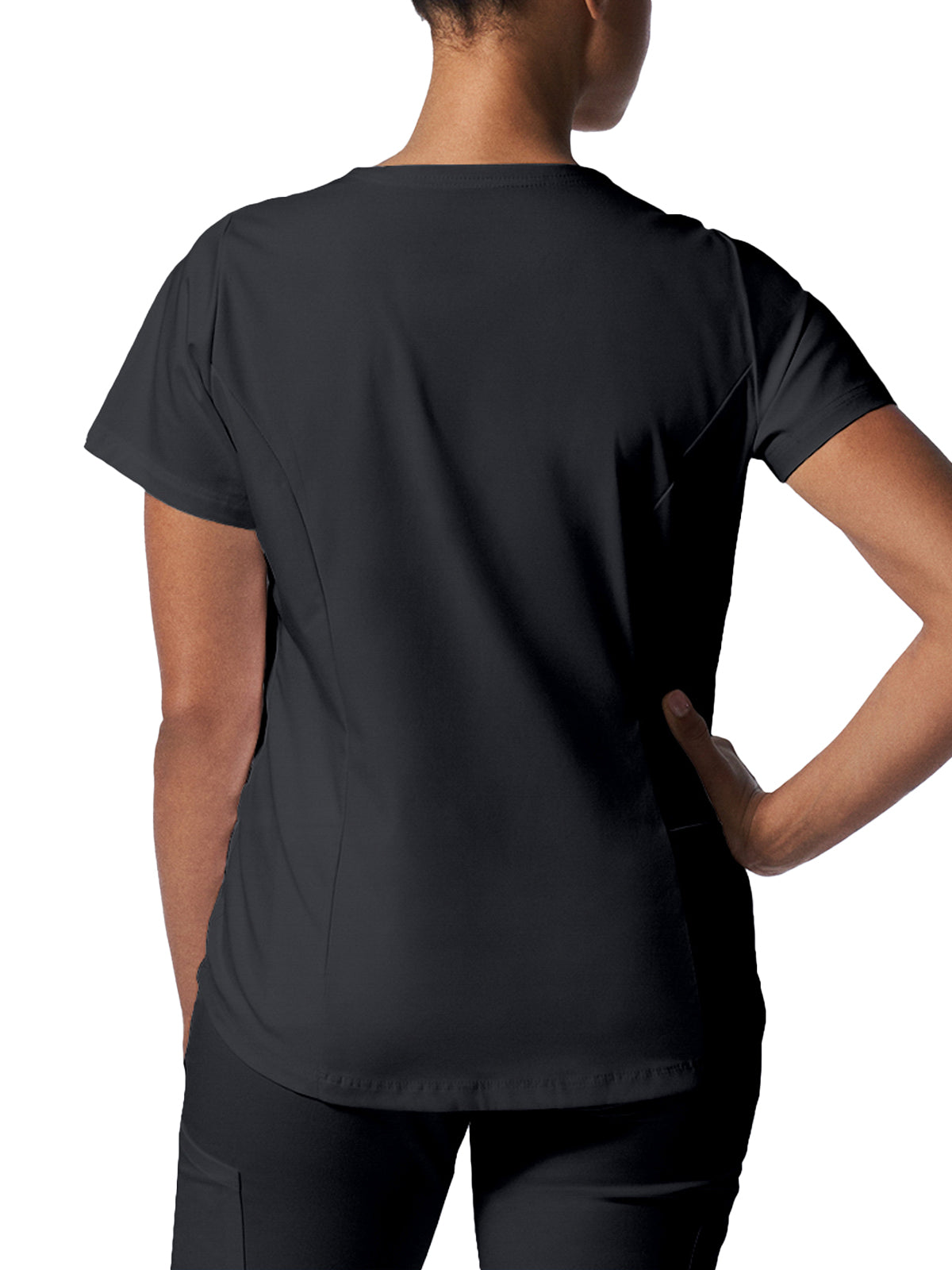 Women's 2-Pocket Back Princess Seamed V-Neck Top - LT107 - Graphite
